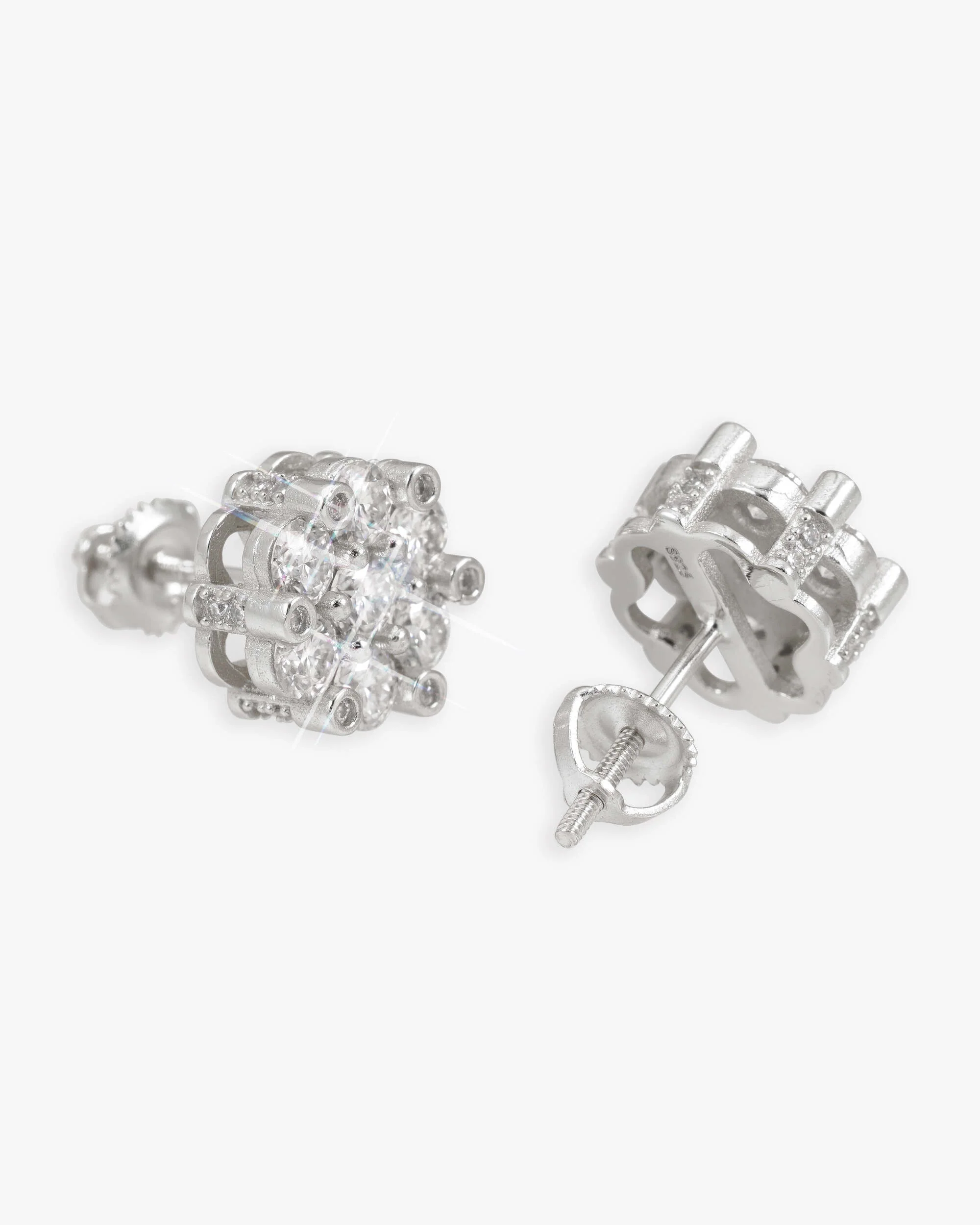 7MM VVS Flower Cluster Earrings 14K Gold - Image 2