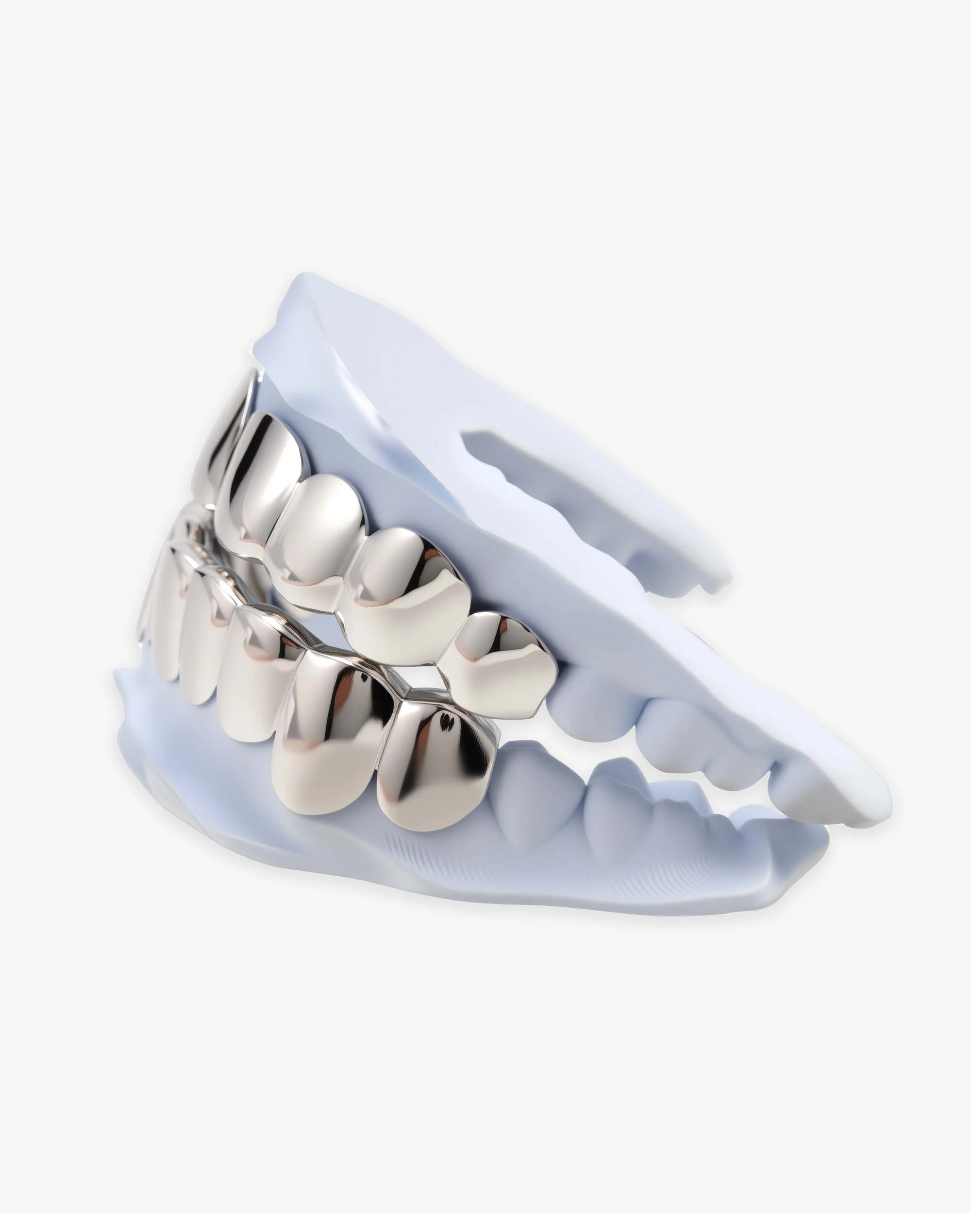 8 on 8 Deep Cut Grillz 14K White Gold - Image 2