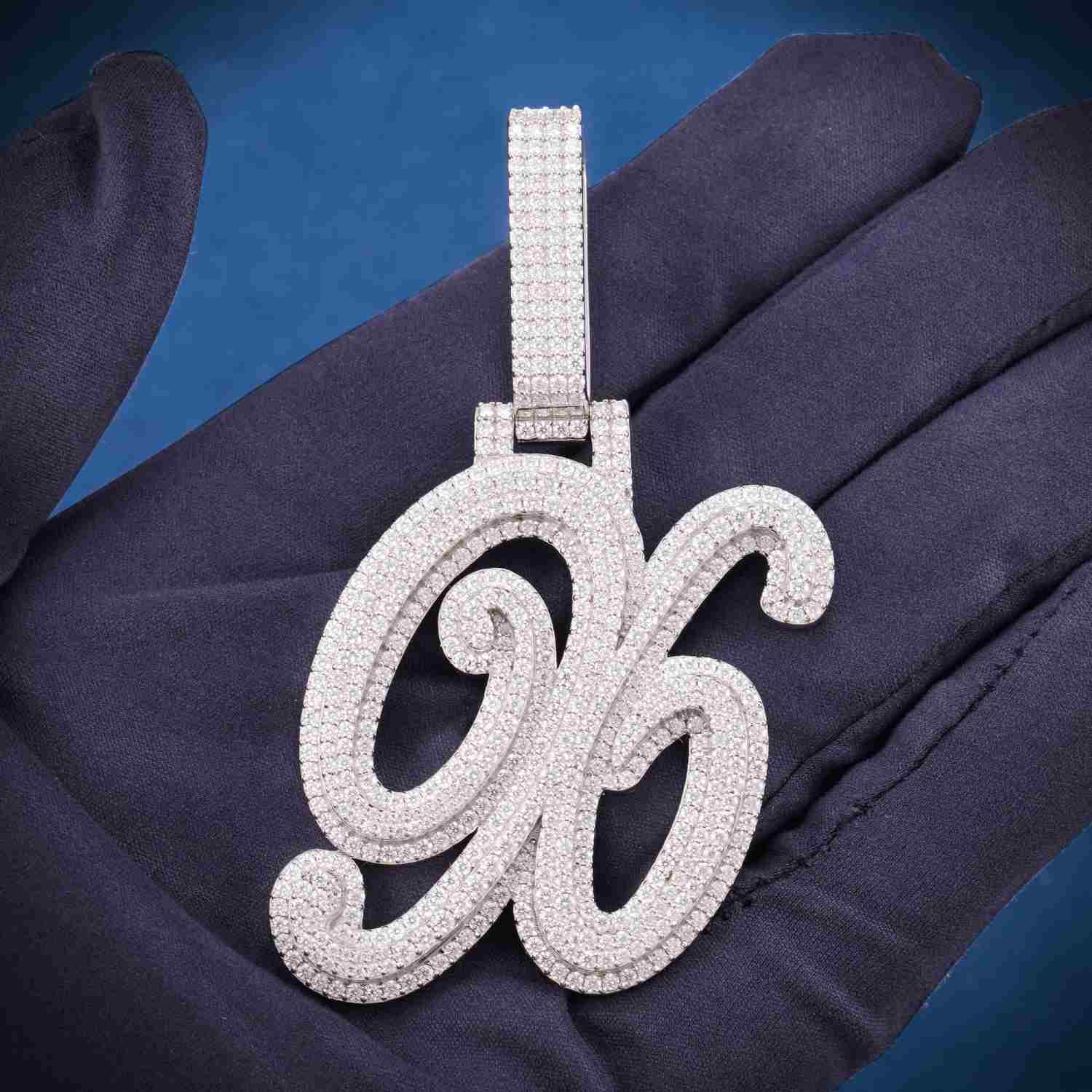 "96" Custom Moissanite Pendant 14K Gold - Image 4