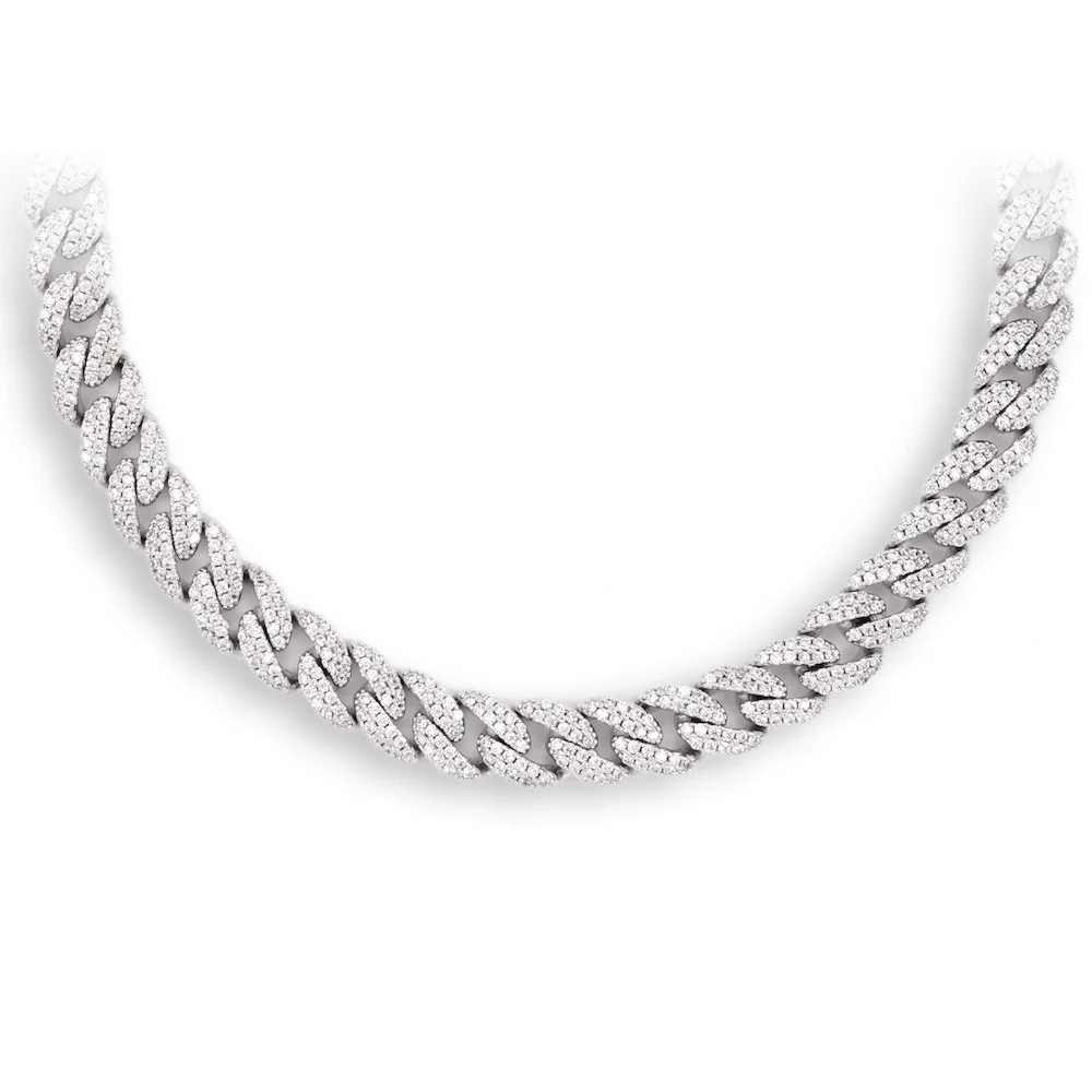 9MM Diamond Cuban Link Chain 14K Solid Gold