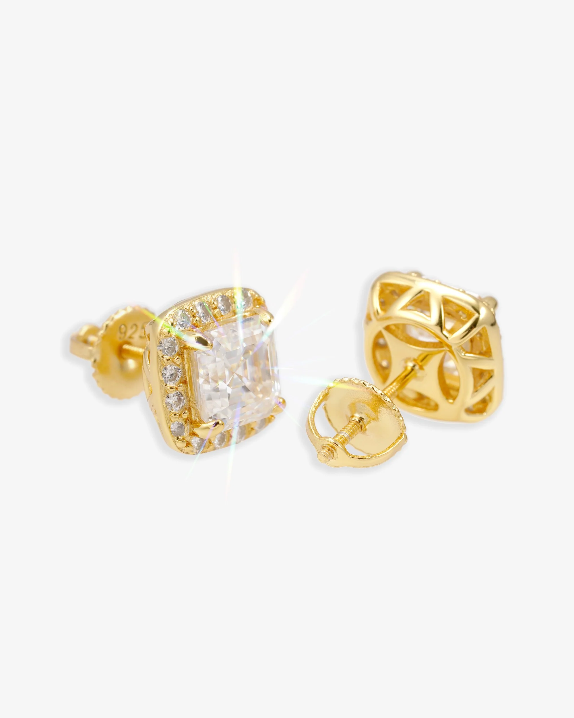9MM Moissanite Halo Stud Earrings 14K Gold - Image 4
