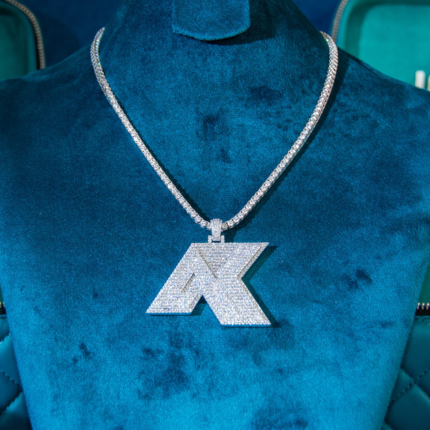 "AK" Custom Moissanite Pendant 14K Gold - Image 4