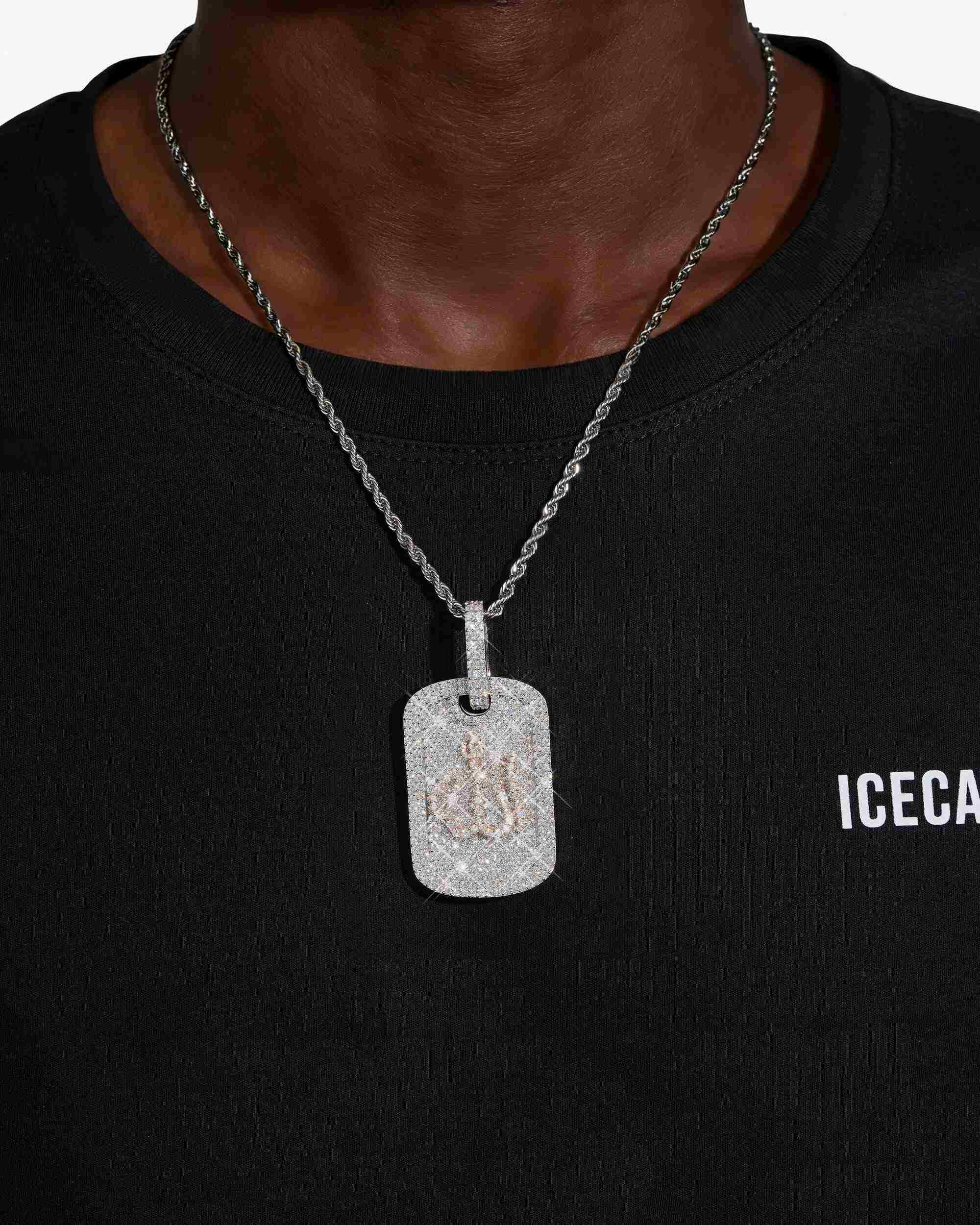 Custom "ALLAH" Dog Tag Pendant 14K Gold - Image 2