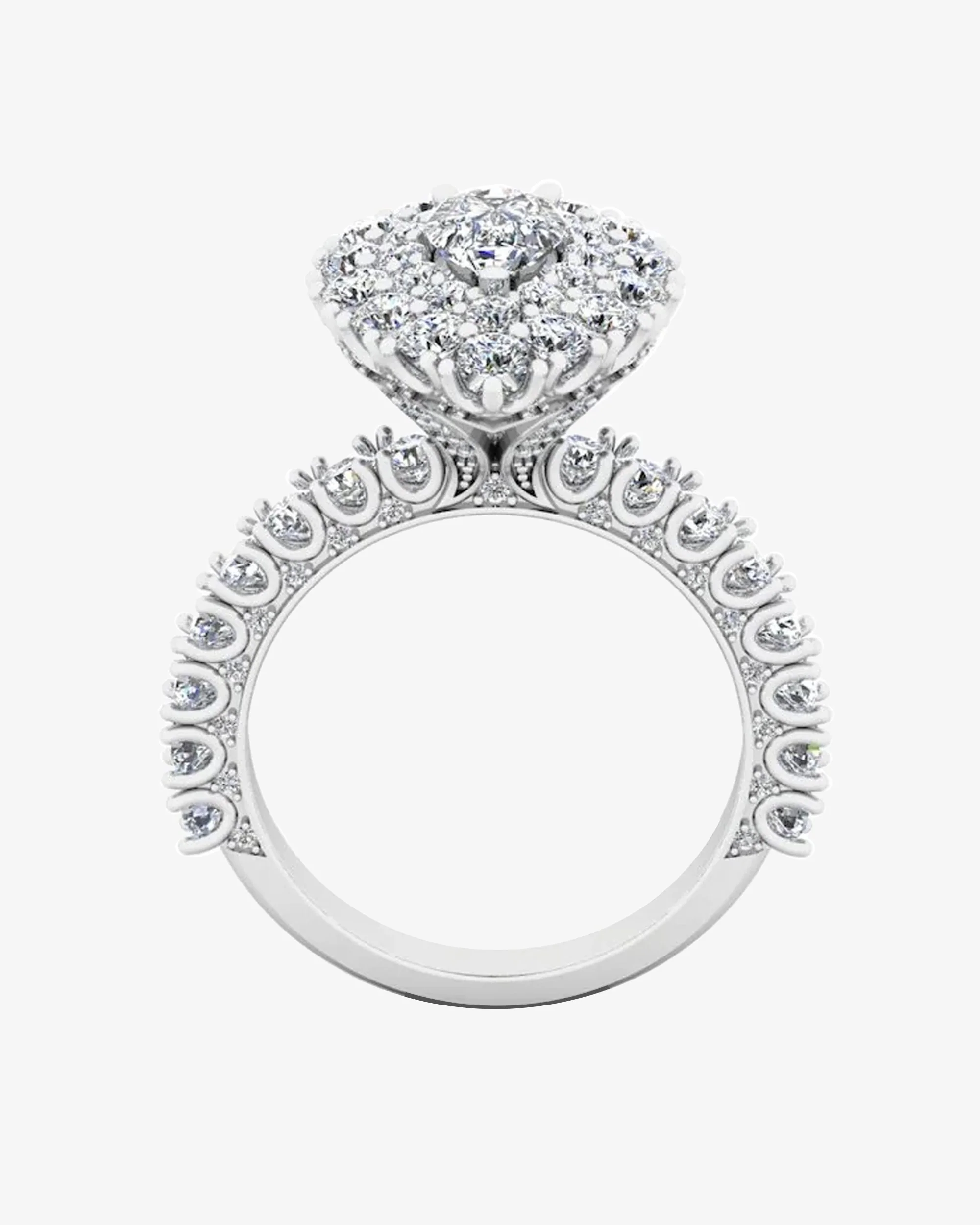 Antique Style Pear Top And Side Halo Moissanite Engagement Ring - Image 6