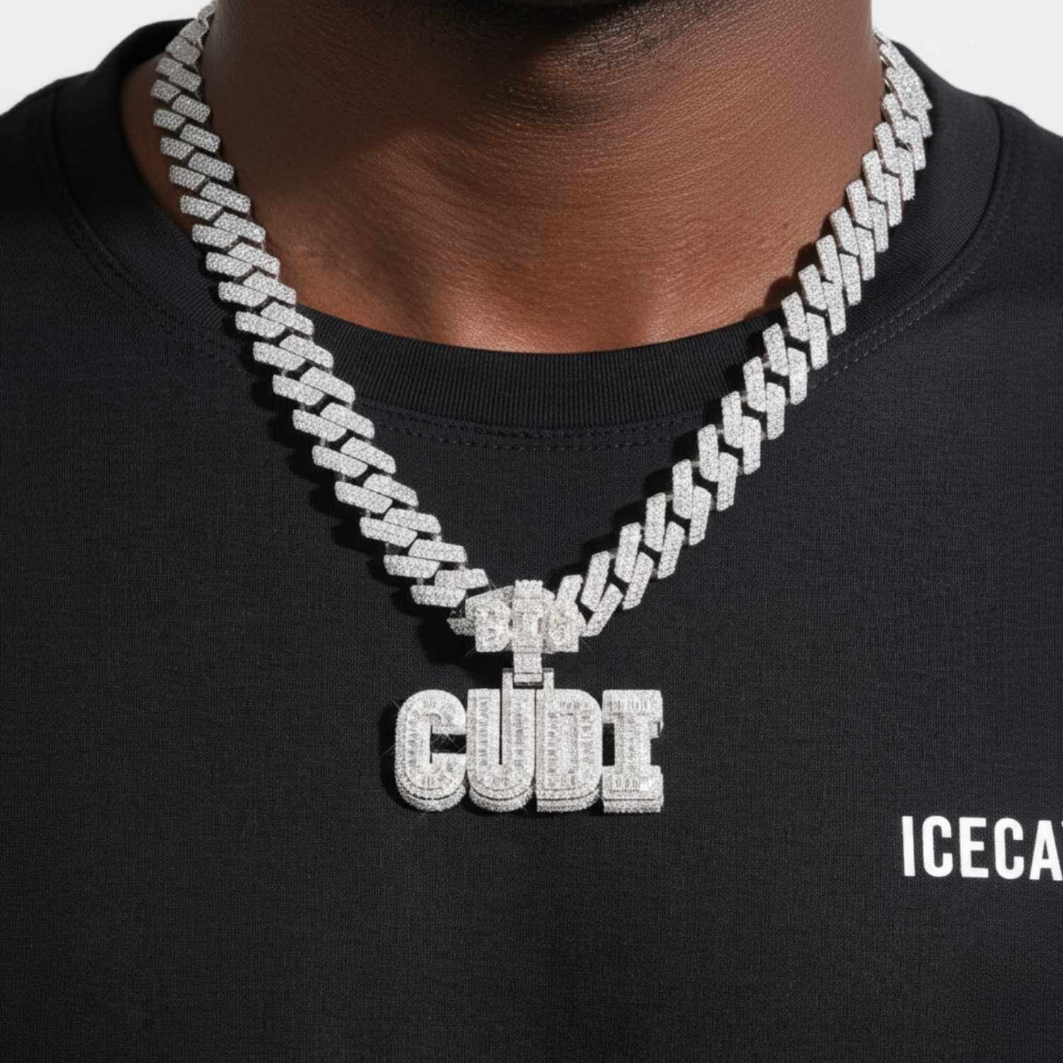 "BIG CUDI" Custom Moissanite Name Pendant 14K Gold - Image 2