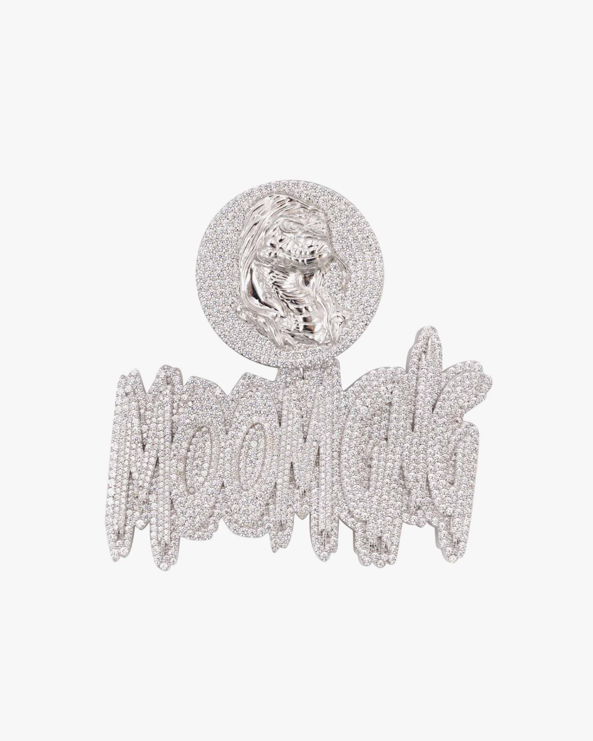 "BIG MOOMGNG" Custom Moissanite Name Pendant 14K Gold
