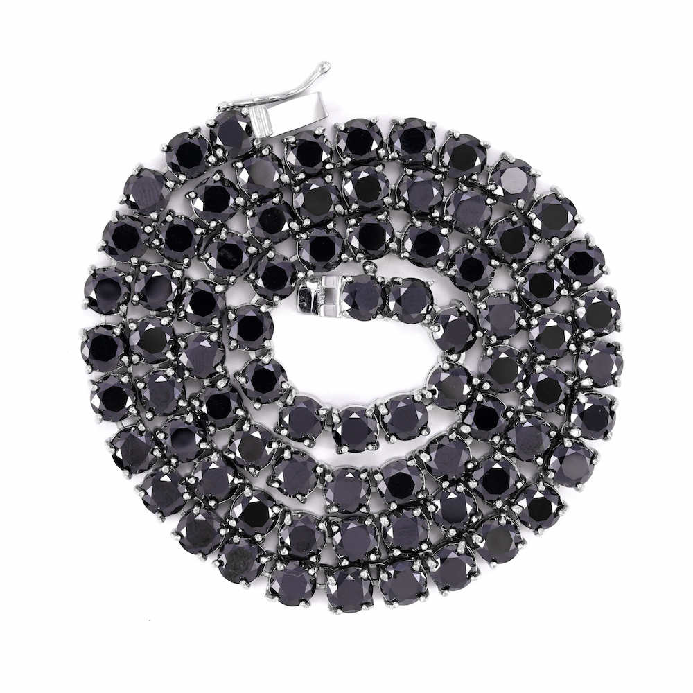 Black Diamond Tennis Chain 14K Solid White Gold | 5MM - Image 2