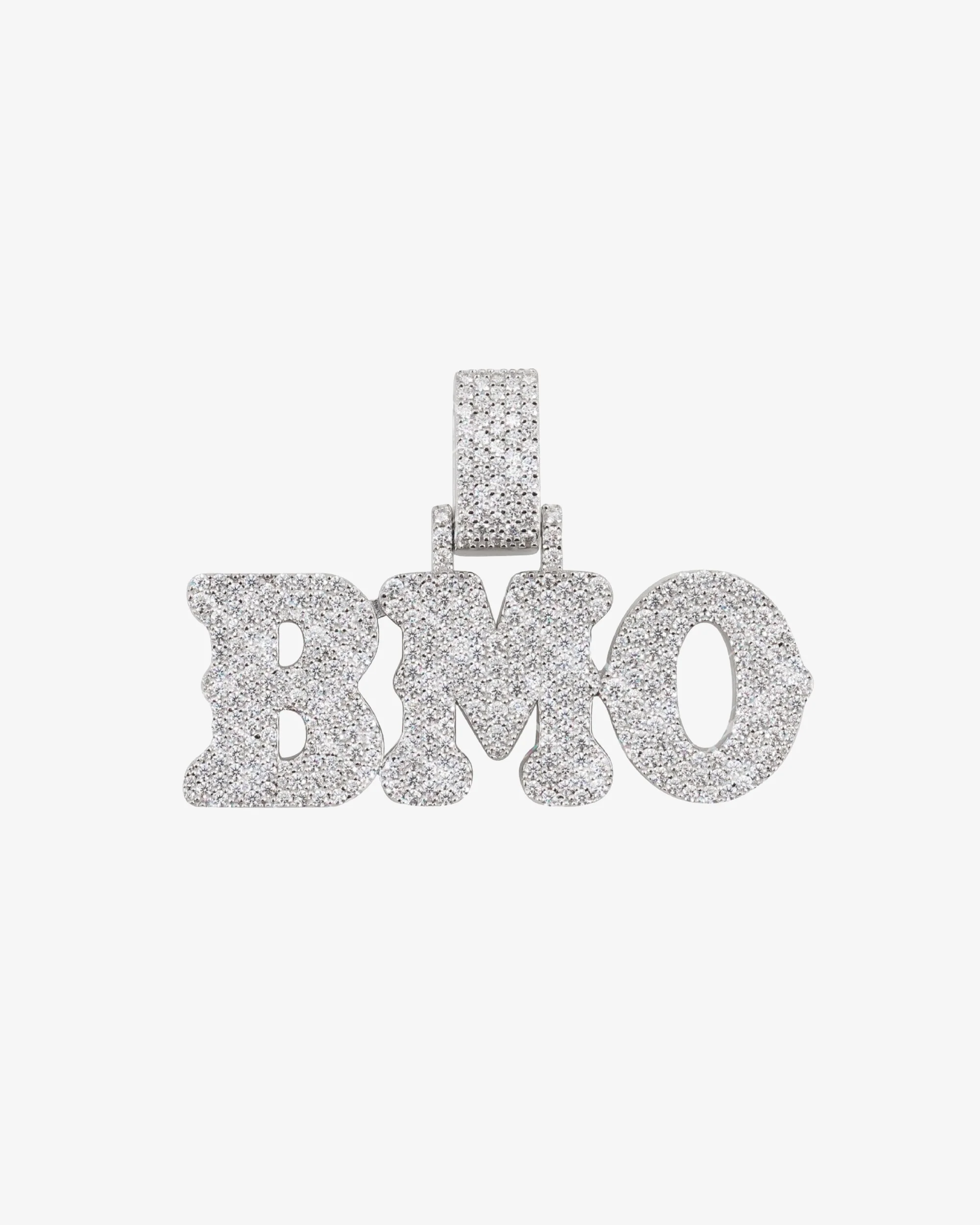 "BMO" Custom Moissanite Name Pendant 14K Gold