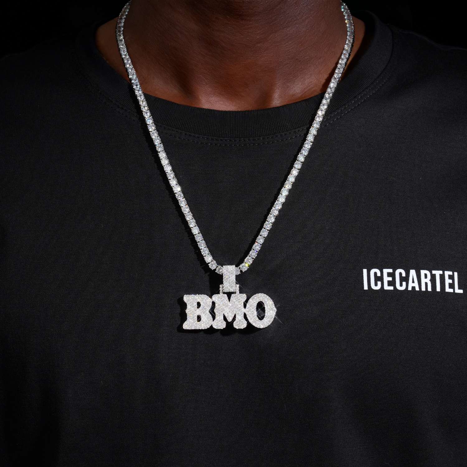 "BMO" Custom Moissanite Name Pendant 14K Gold - Image 2