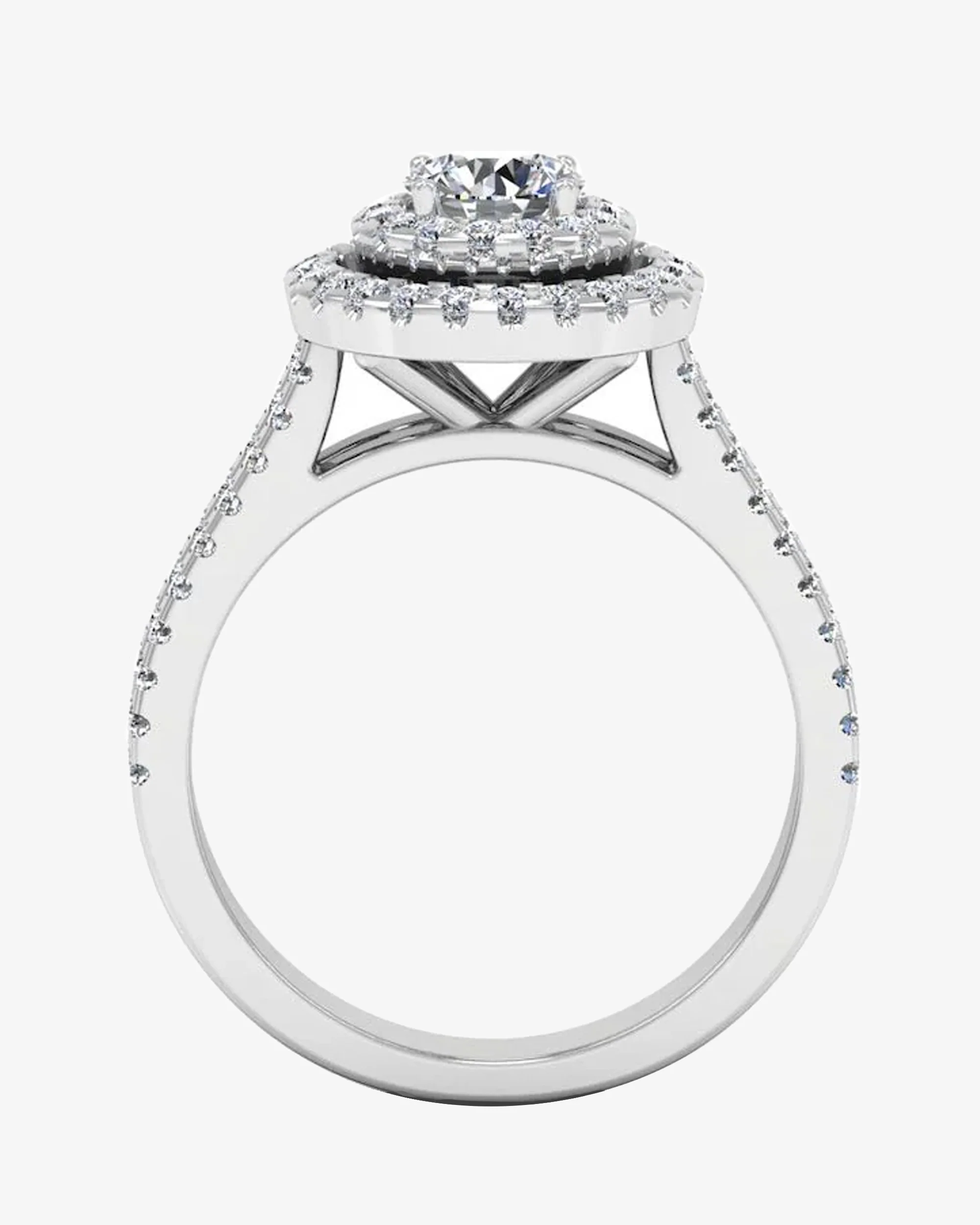 Brilliant Cut Double Halo Split Shank Moissanite Engagement Ring - Image 6