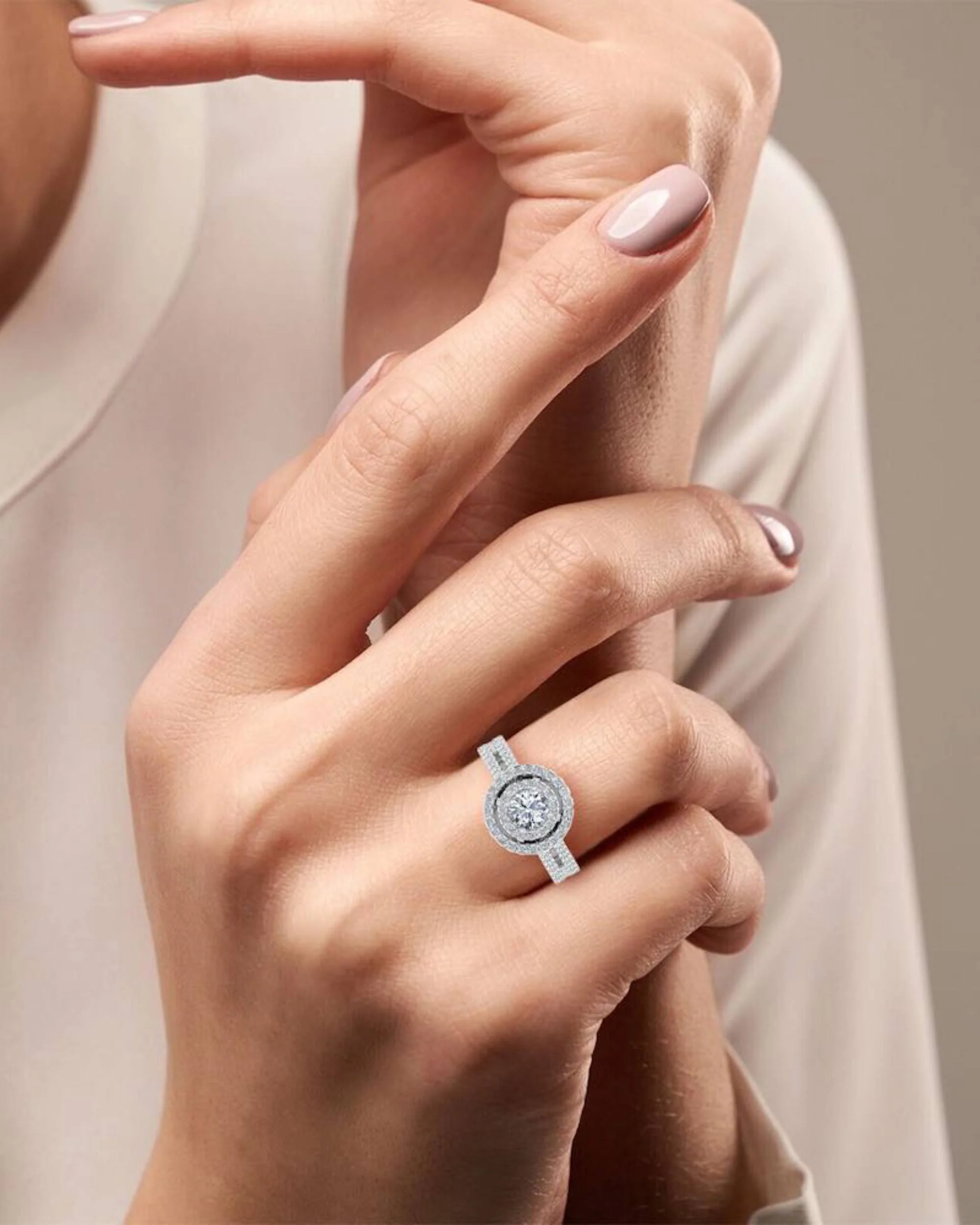 Brilliant Cut Double Halo Split Shank Moissanite Engagement Ring - Image 7