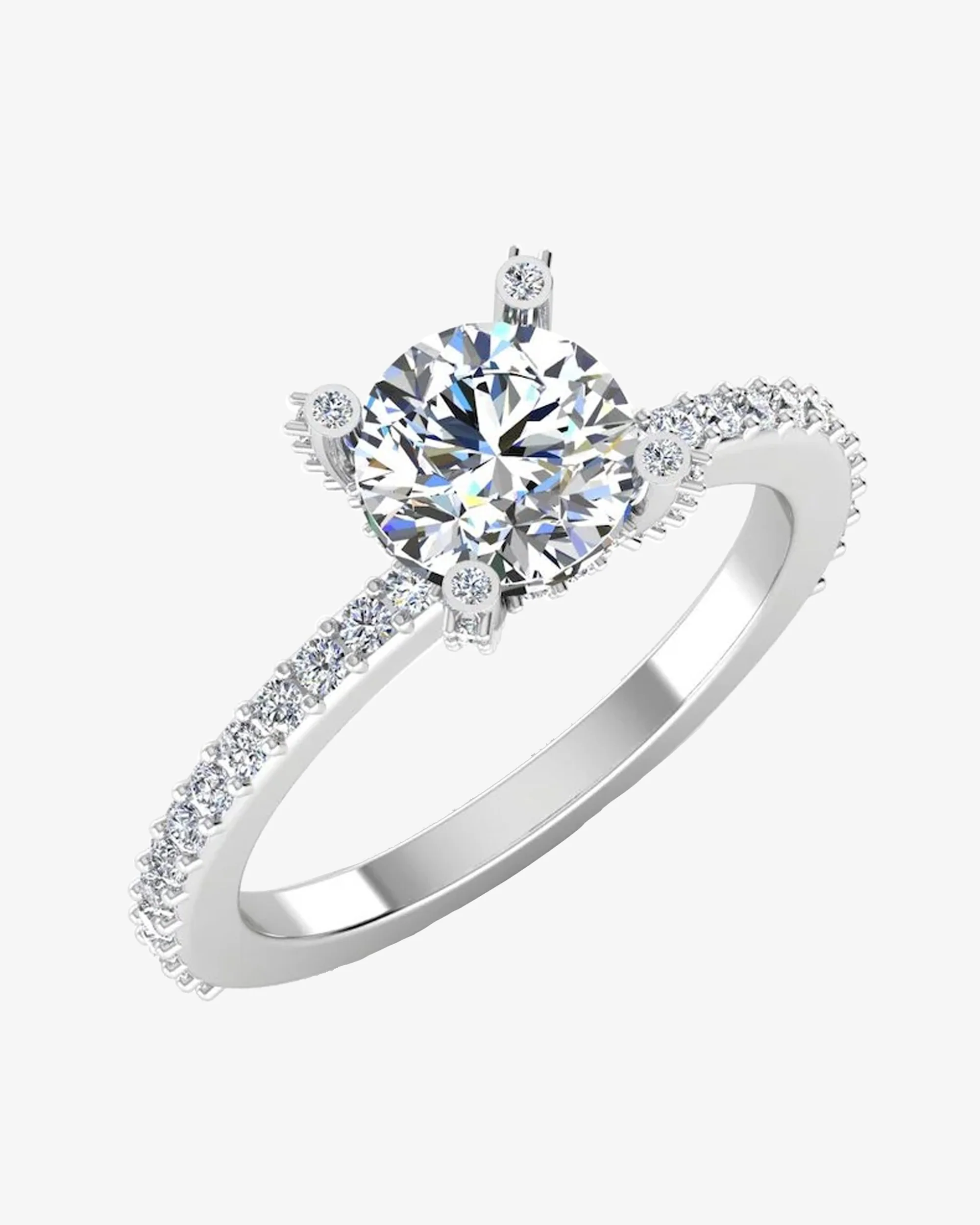 Brilliant Cut Prong & Bezel Moissanite Engagement Ring