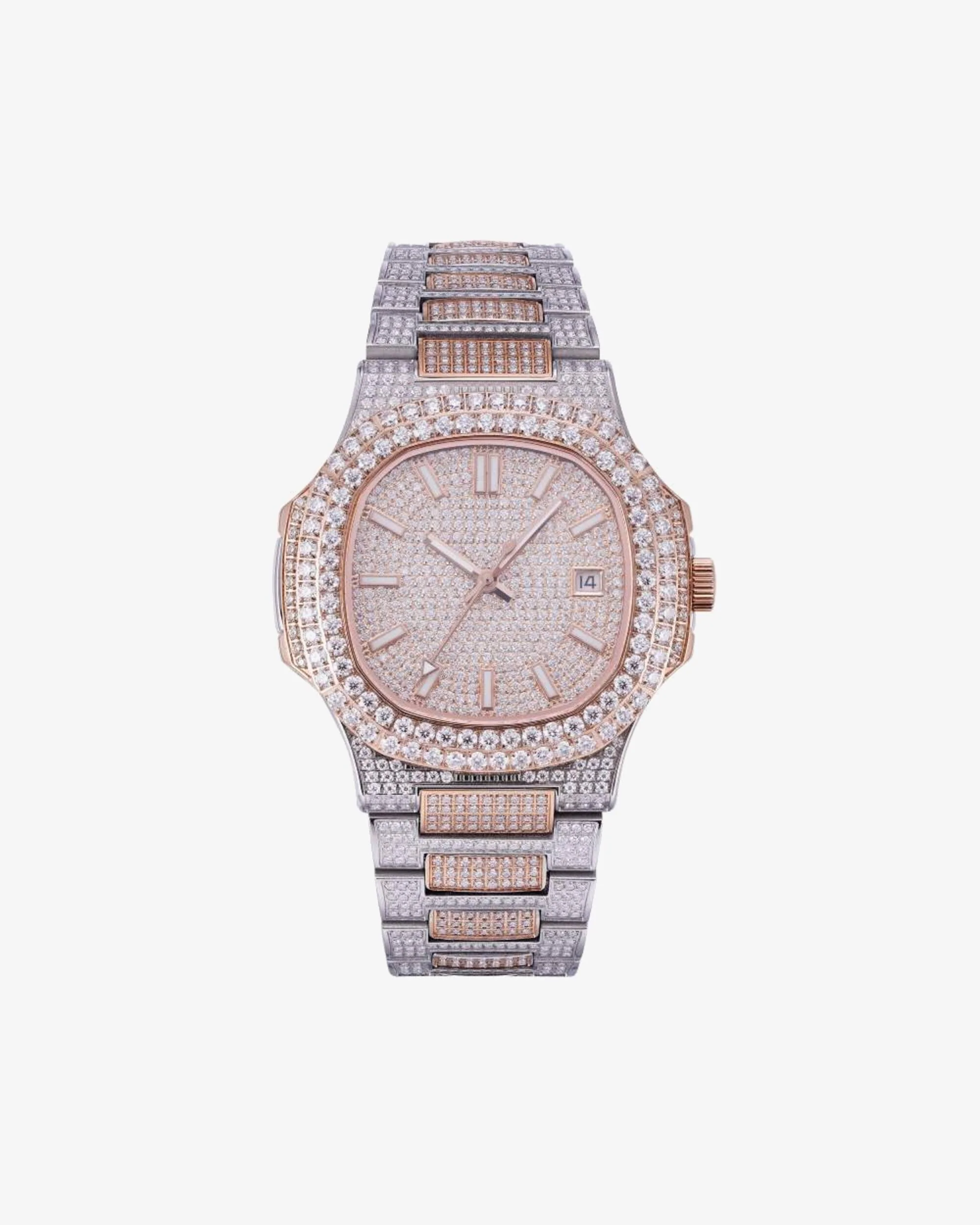 Circle Face Moissanite Watch 14K Rose Gold