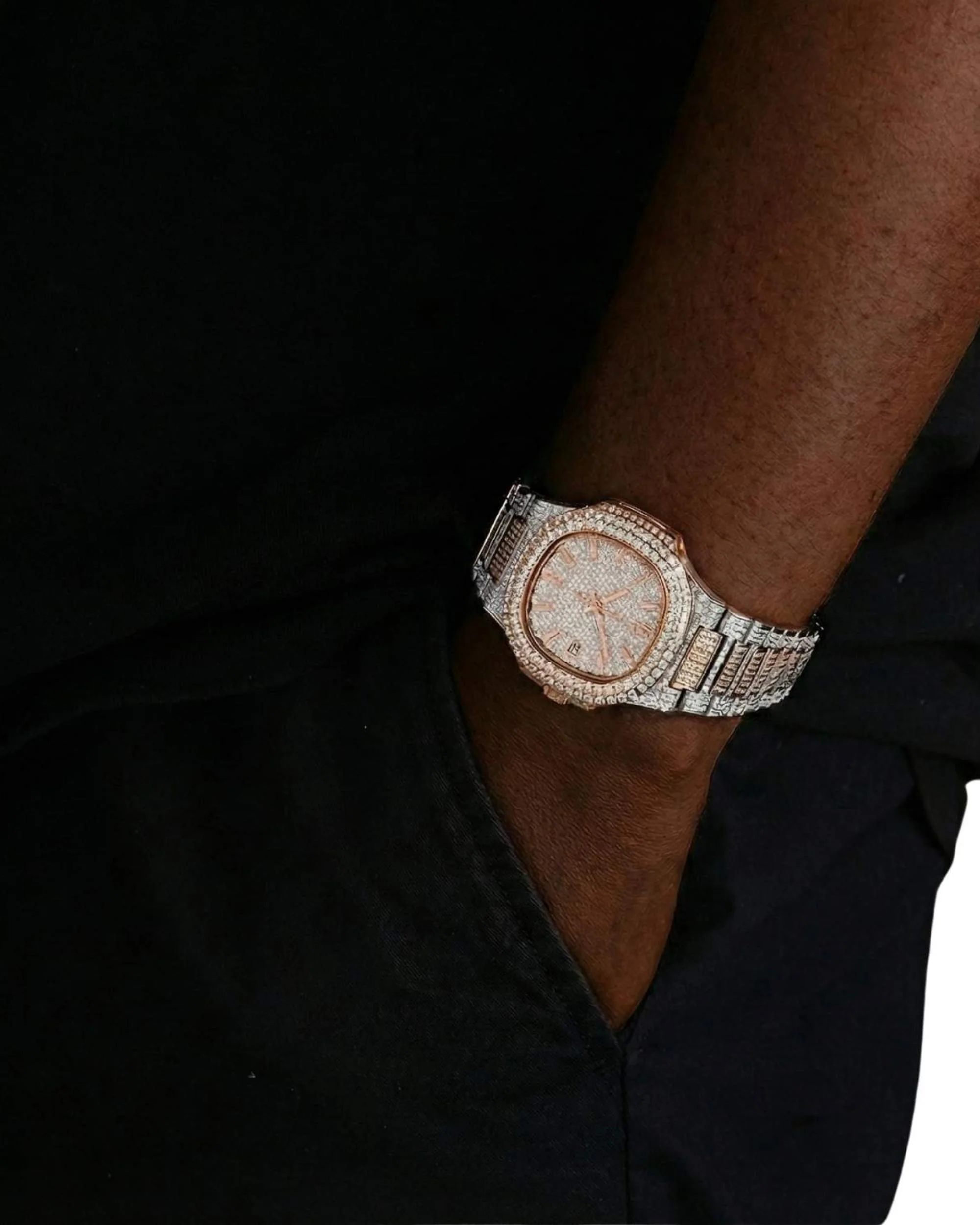Circle Face Moissanite Watch 14K Rose Gold - Image 2