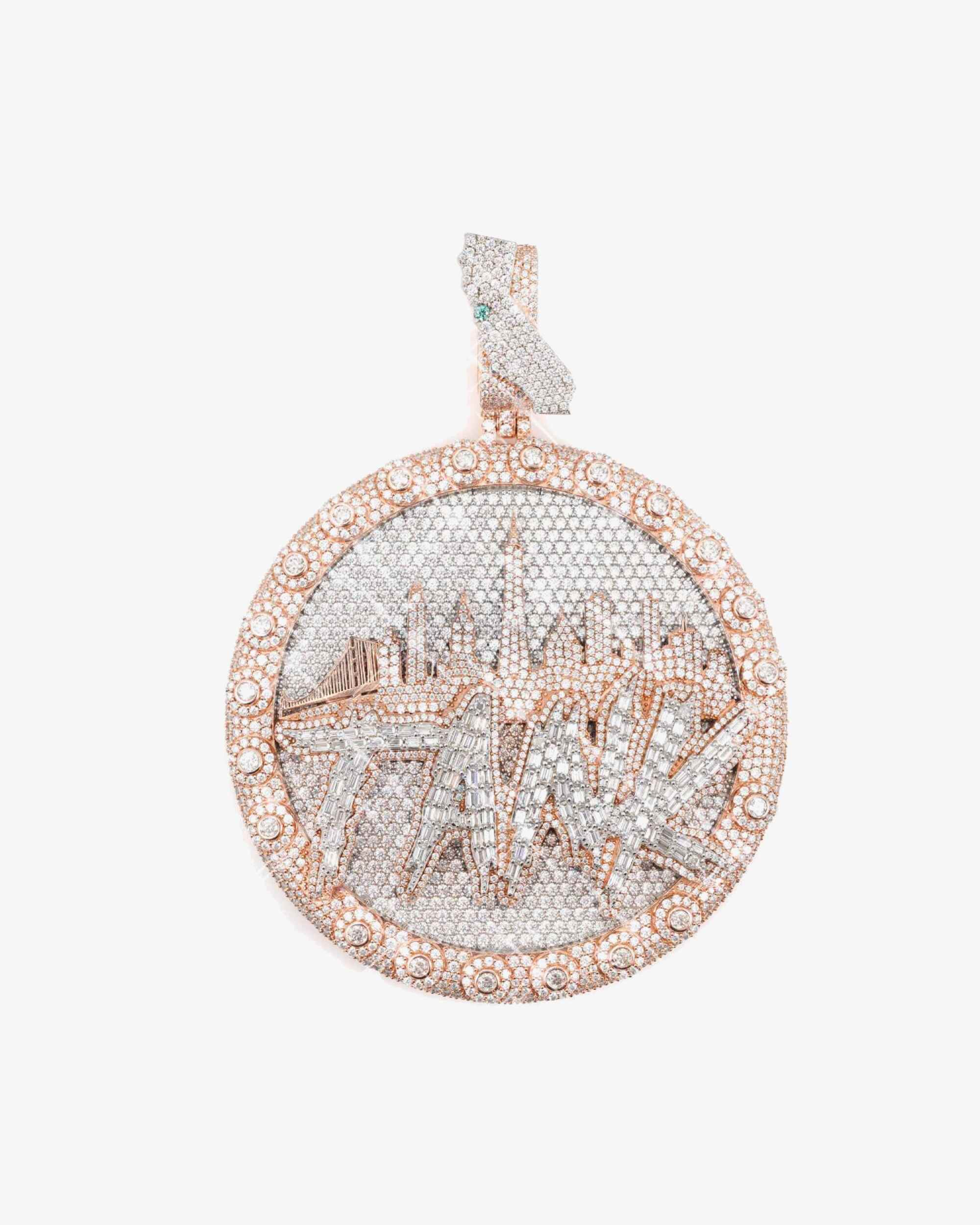 "CITY TANK" Custom Circle Pendant 14K Gold