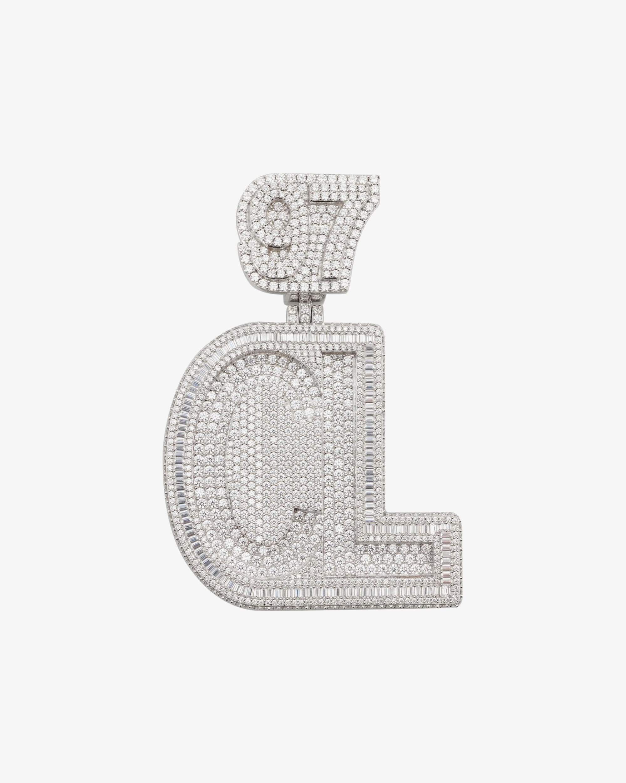 "CL 97" Custom Name Moissanite Pendant 14K Gold