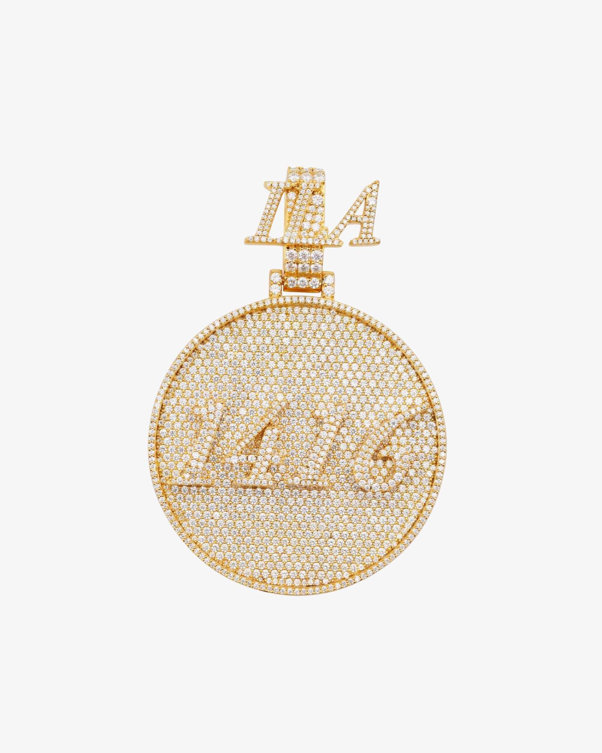 Custom "1416" Moissanite Circle Pendant 14K Gold
