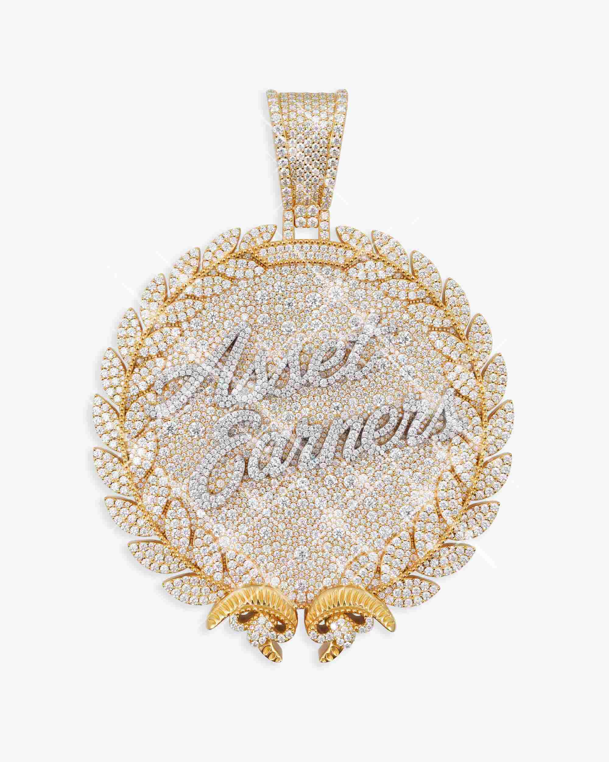 Custom "Asset Earners" Moissanite Circle Pendant 14K Gold