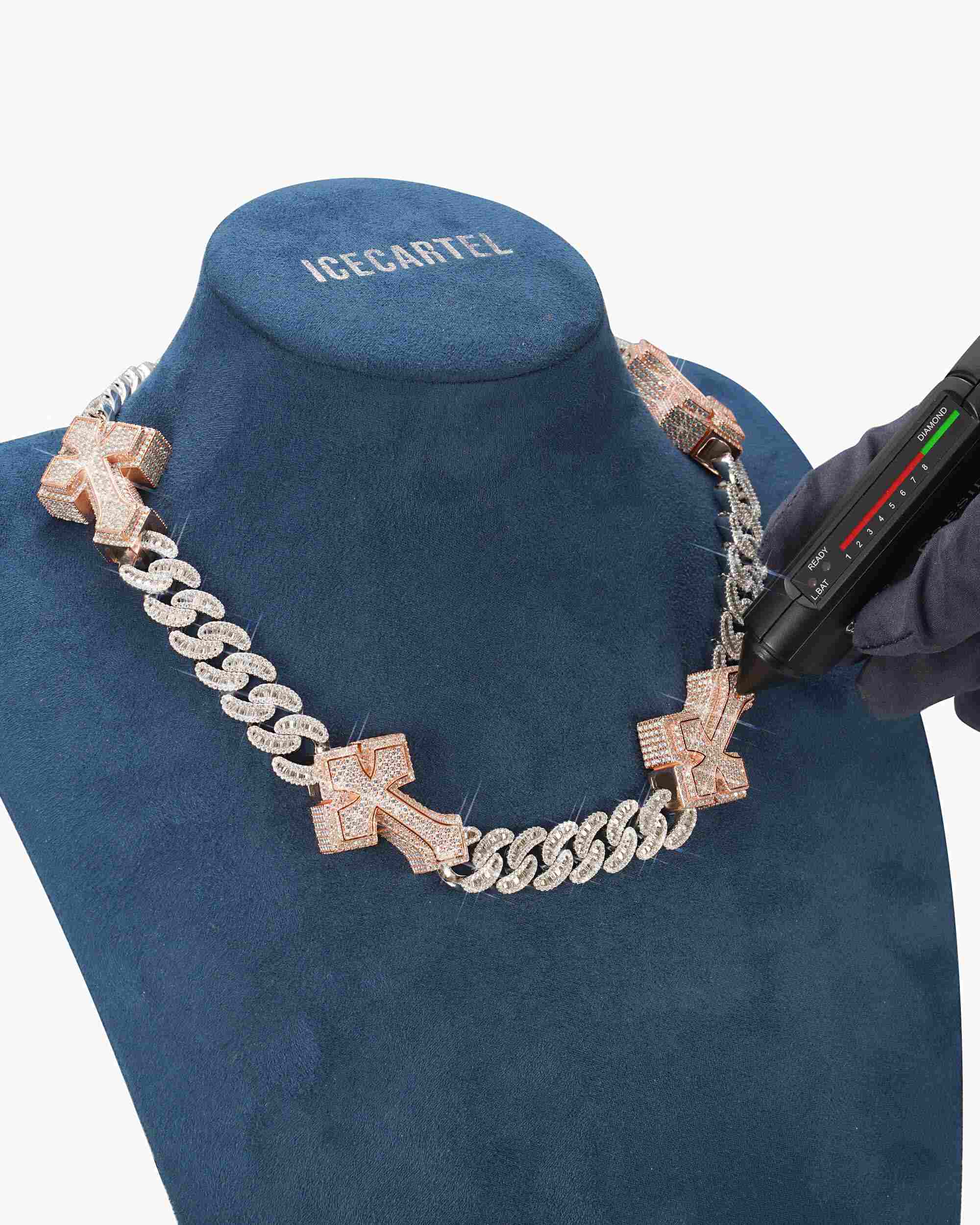 CUSTOM CLASP 15MM Moissanite Baguette Cross Miami Cuban Link Chain 14K Gold - Image 8