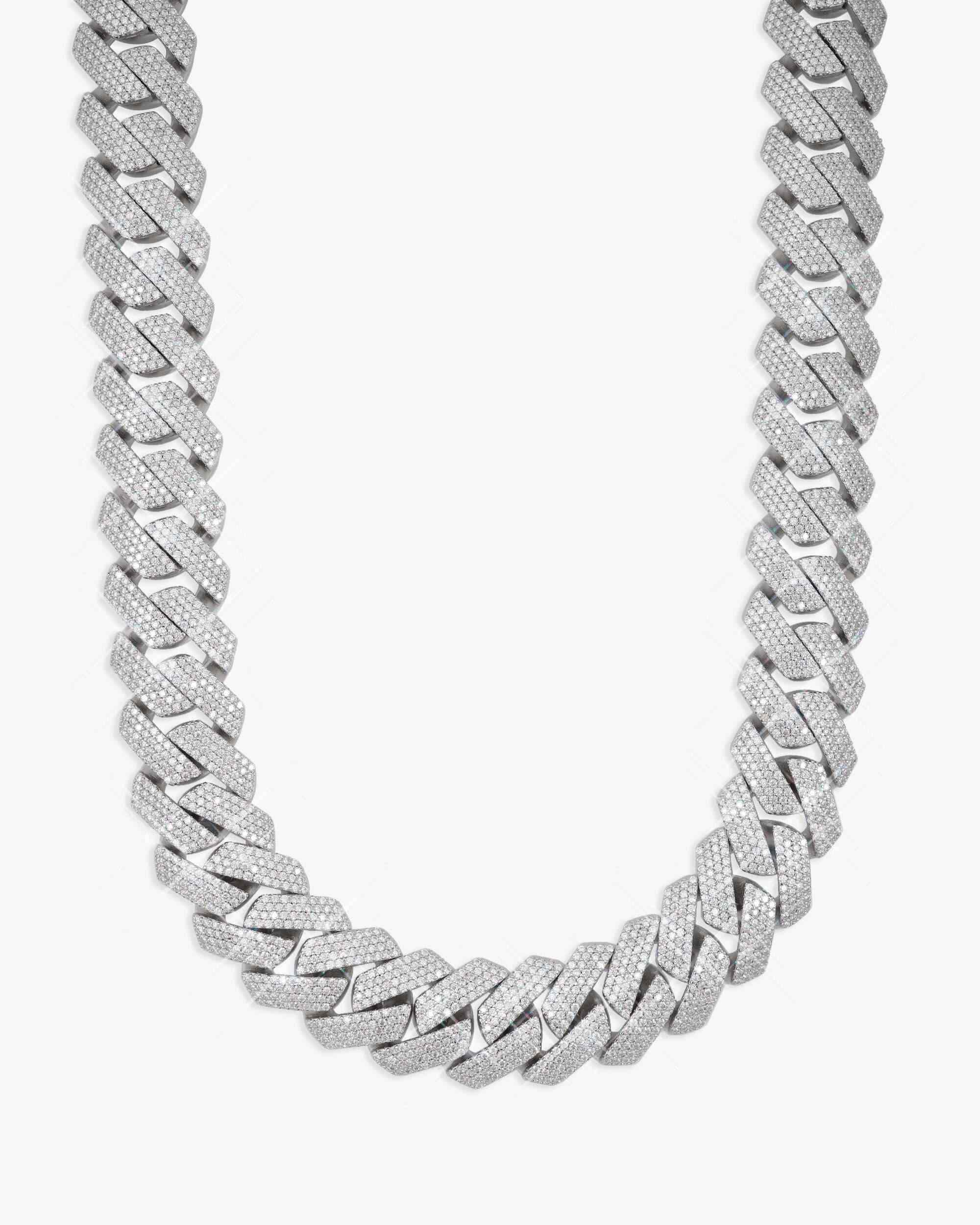 Custom Clasp 4 Row 20MM Moissanite Cuban Link Chain 14K Gold