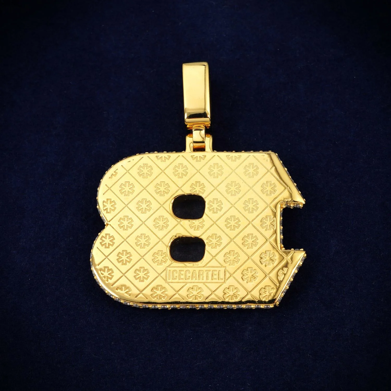 Custom "FAT B" Moissanite Letter Pendant 14K Gold - Image 3