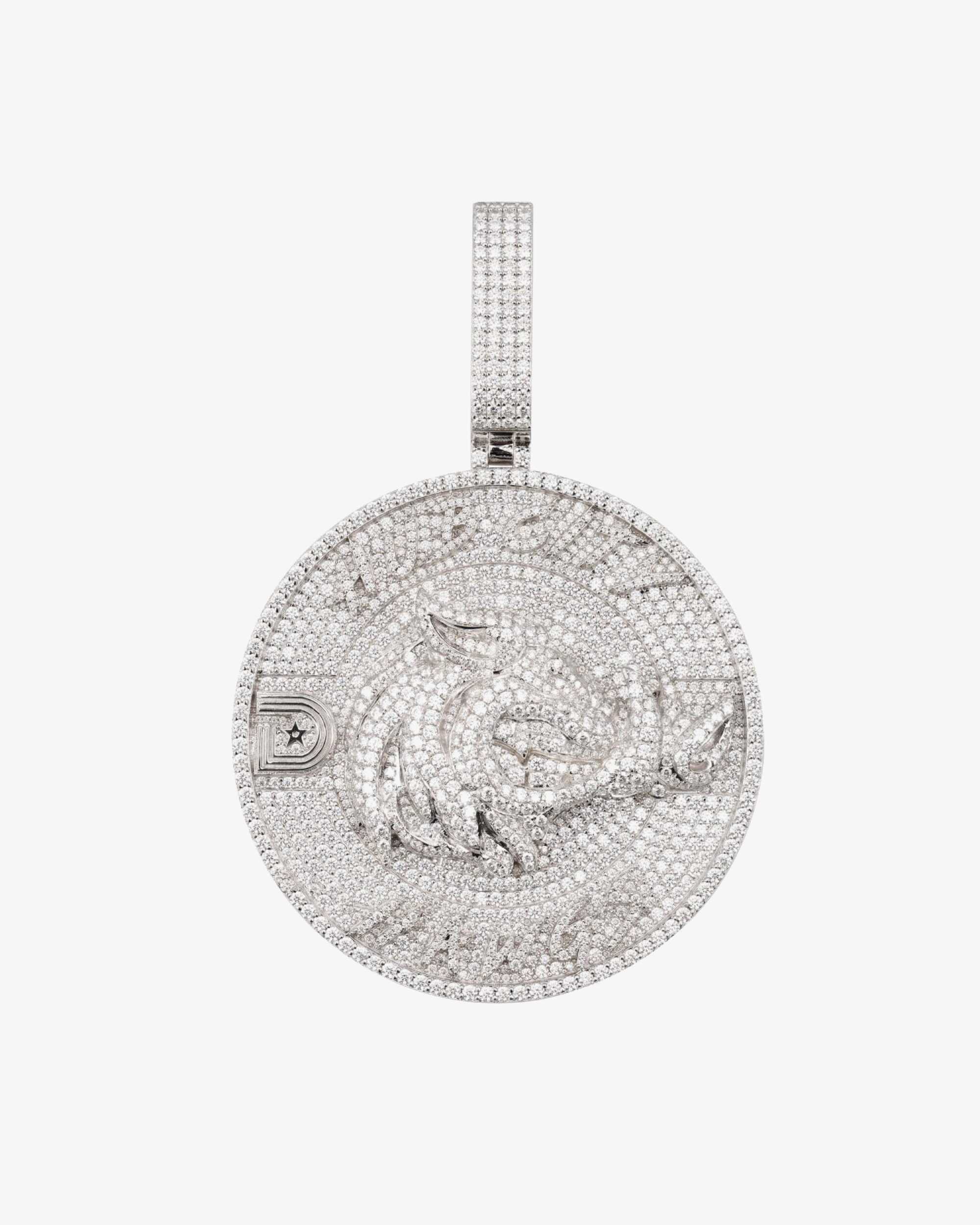 Custom "HUB CITY" Moissanite Circle Pendant 14K Gold