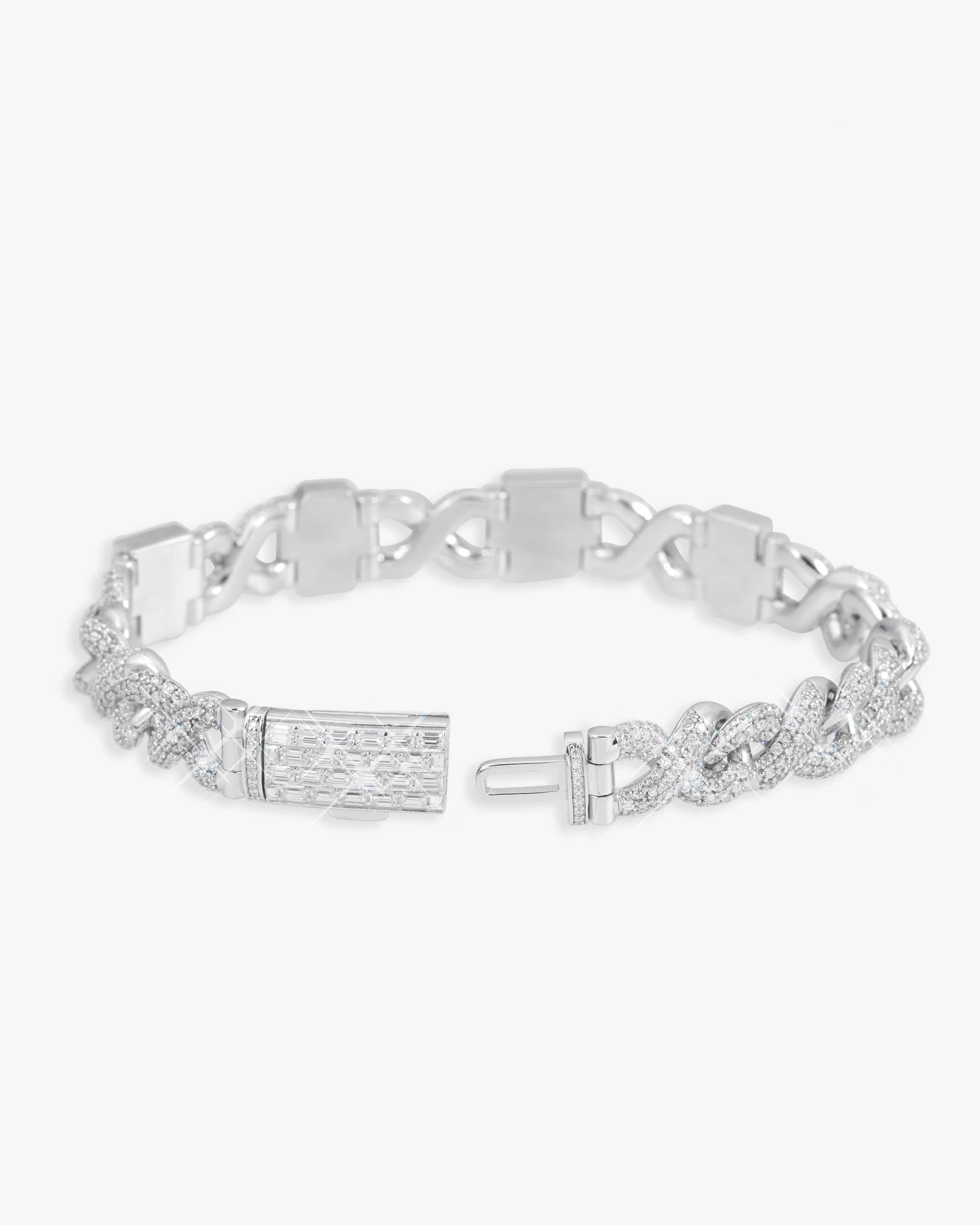 Custom Letters Moissanite Infinity Link Bracelet 14K Gold - Image 3