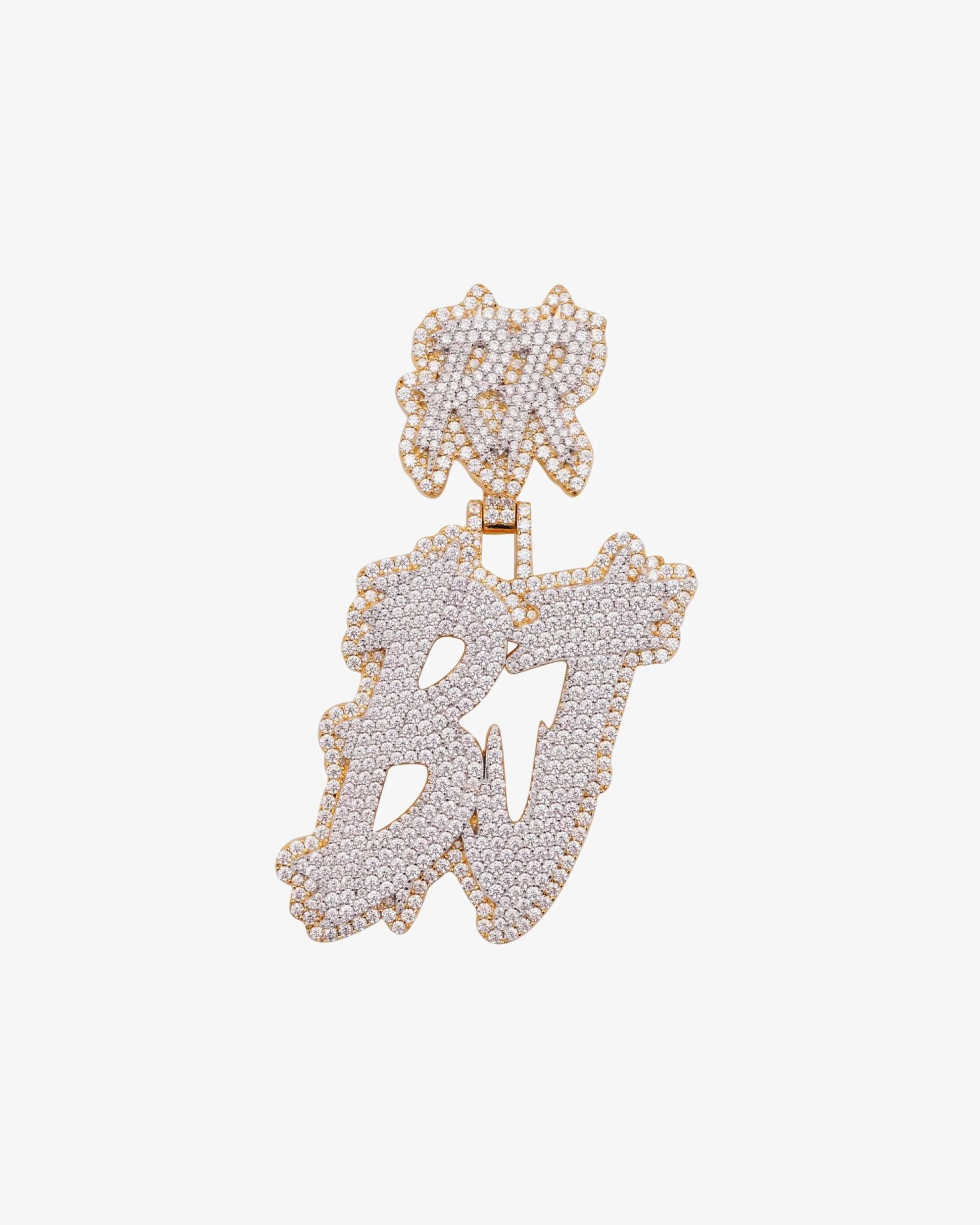 Custom Moissanite "BJ" Pendant 14K Gold