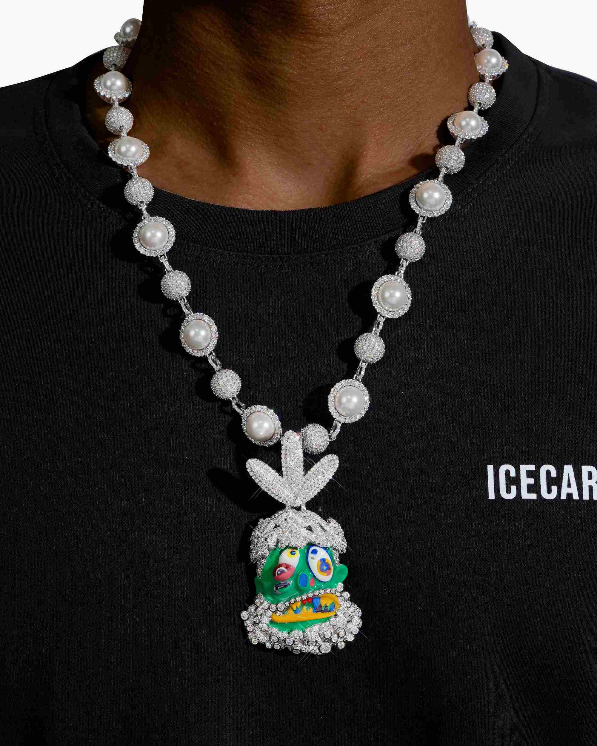Custom Moissanite Cactus Jack Inspired Murakami Pendant 14K Gold - Image 2