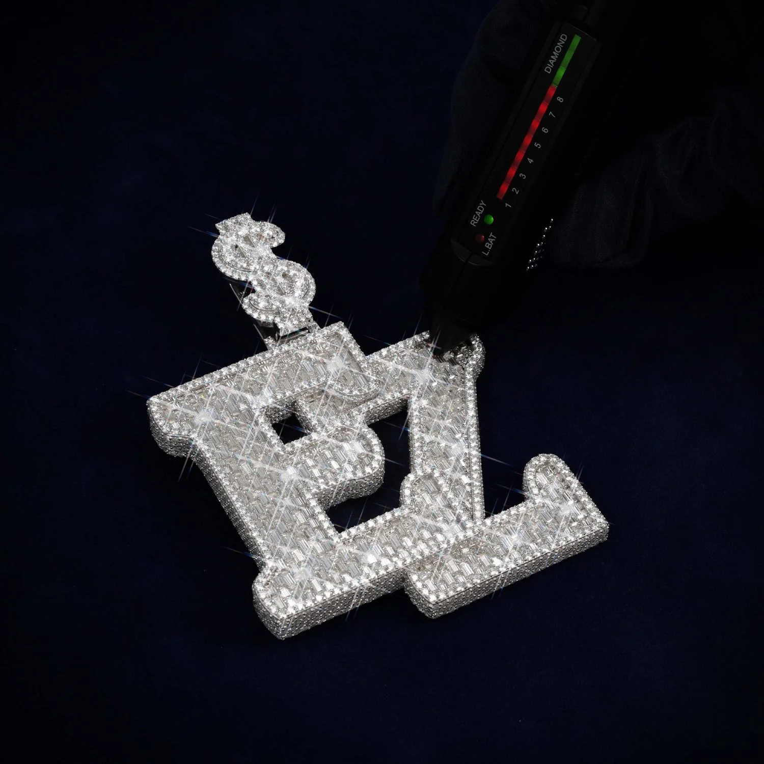 Custom Moissanite "EZ" Pendant 14K Gold - Image 4