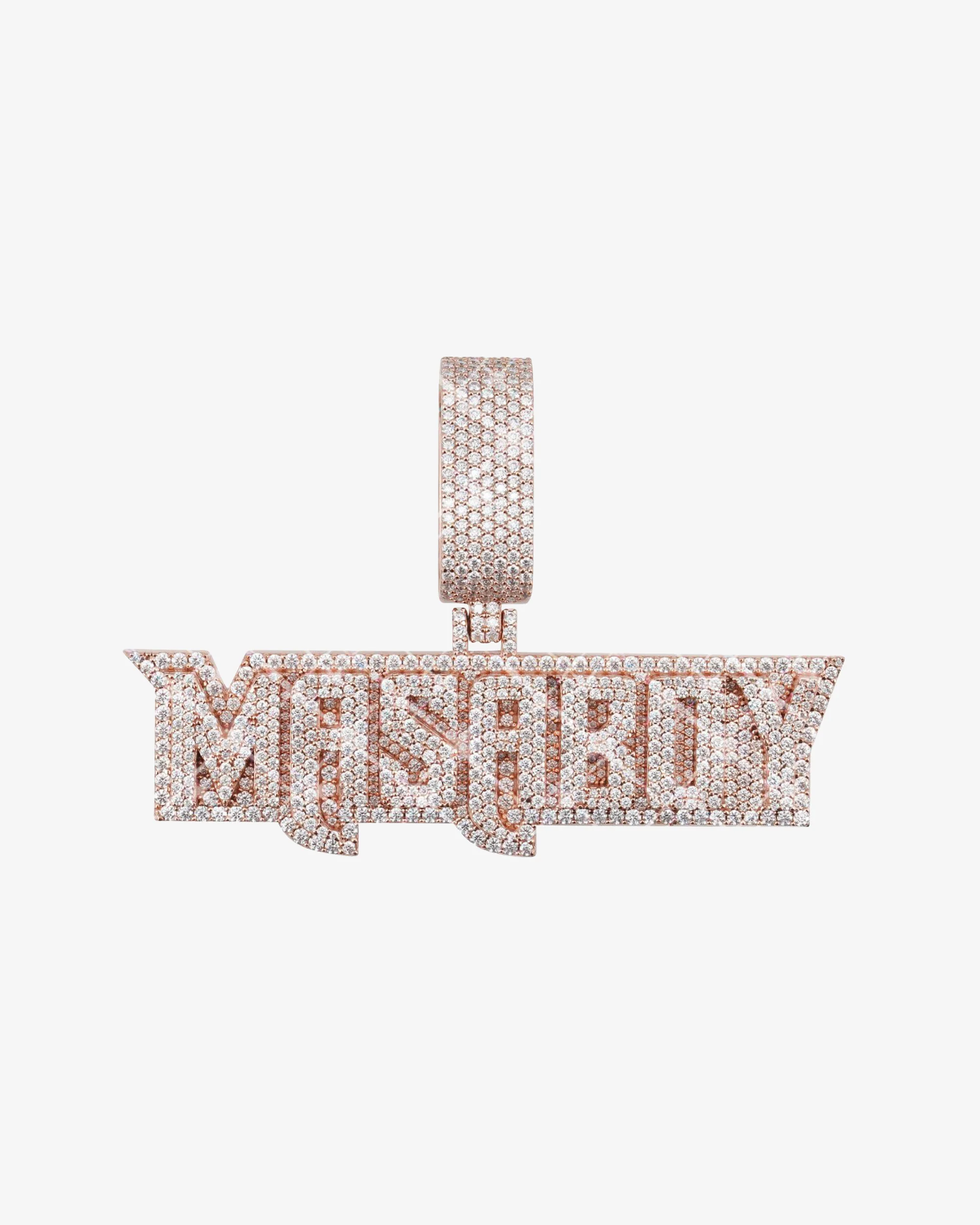 Custom Moissanite "MASABOY" Name Pendant 14K Gold