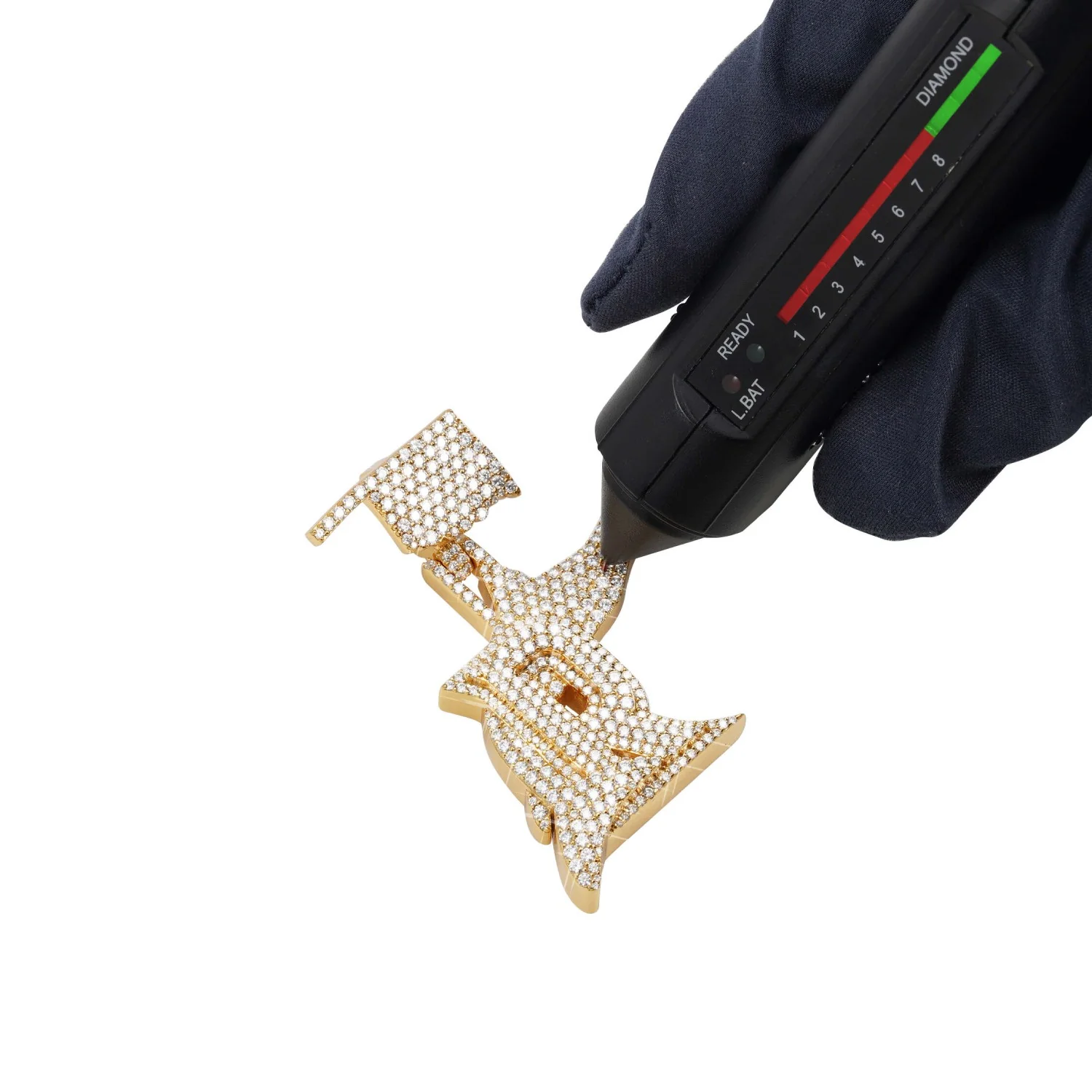 Custom Moissanite "OKLAHOMA R" Letter Pendant 14K Gold - Image 4