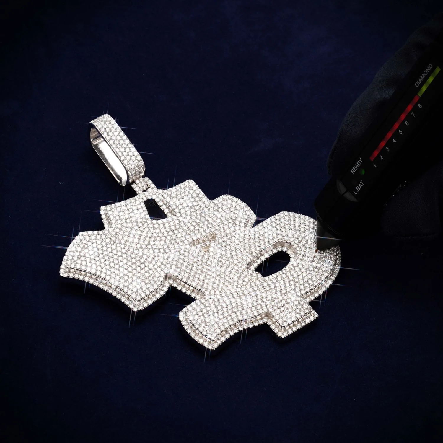 Custom "Special B" Moissanite Logo Pendant 14K Gold - Image 4