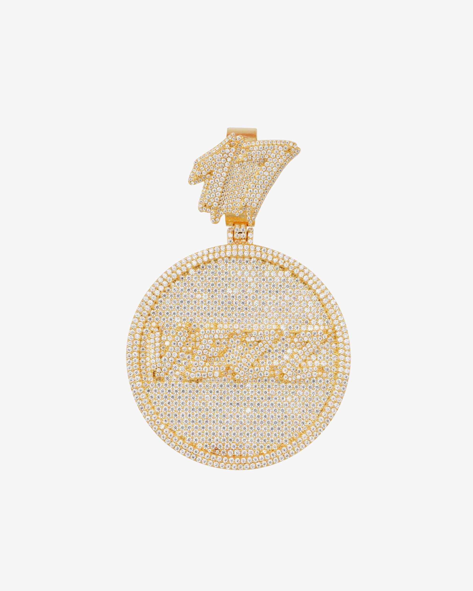 Custom "VEZZ" Moissanite Circle Pendant 14K Gold