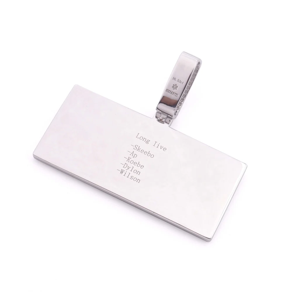 Customized Moissanite Rectangle Pendant - Image 2