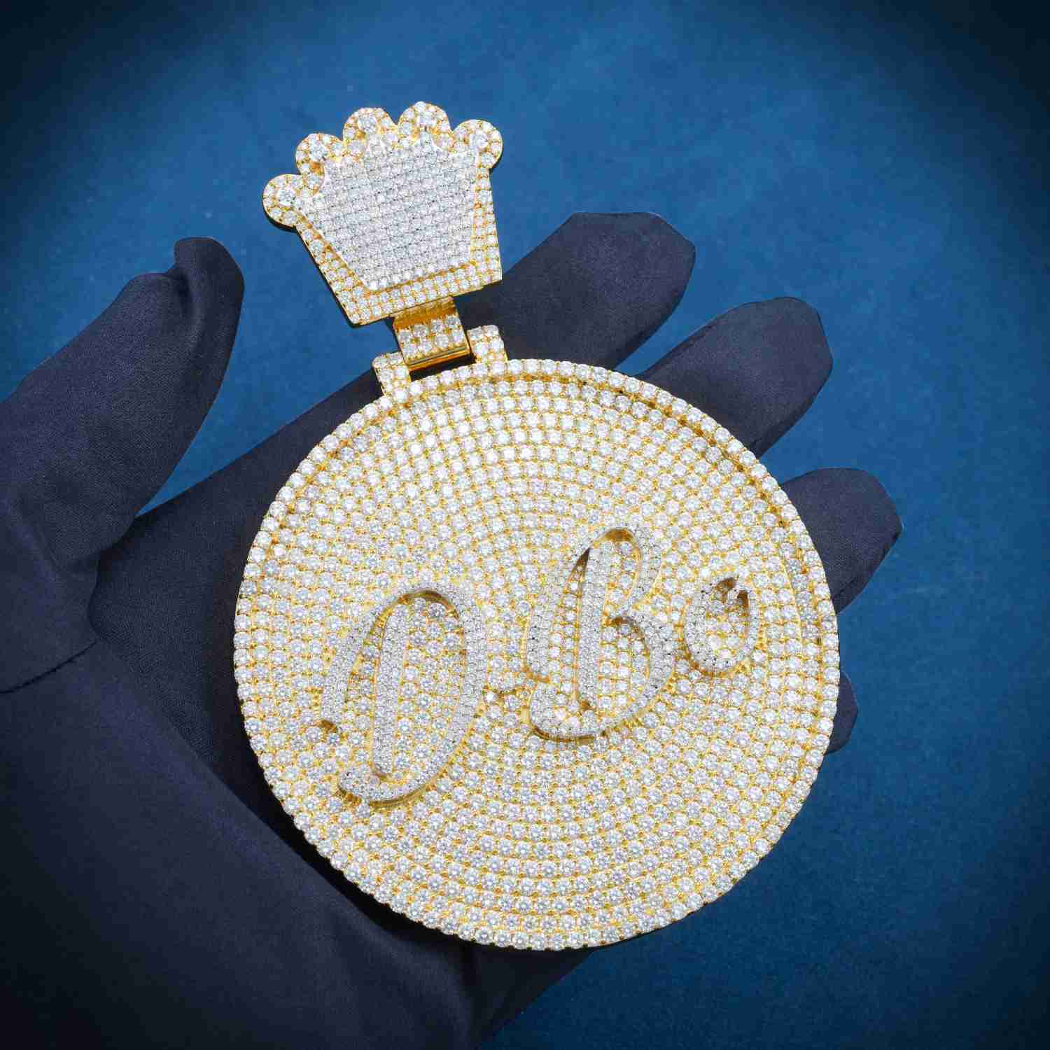 "DBO" Custom Moissanite Pendant 14K Gold - Image 4