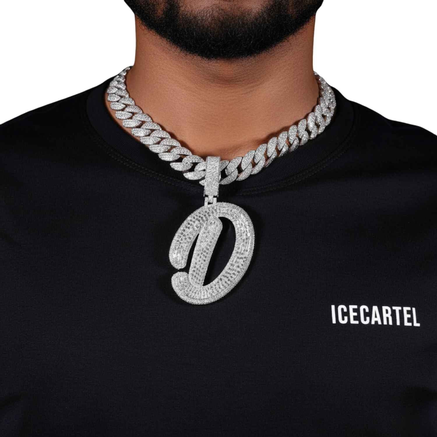 "D" Custom Moissanite Pendant 14K Gold - Image 2