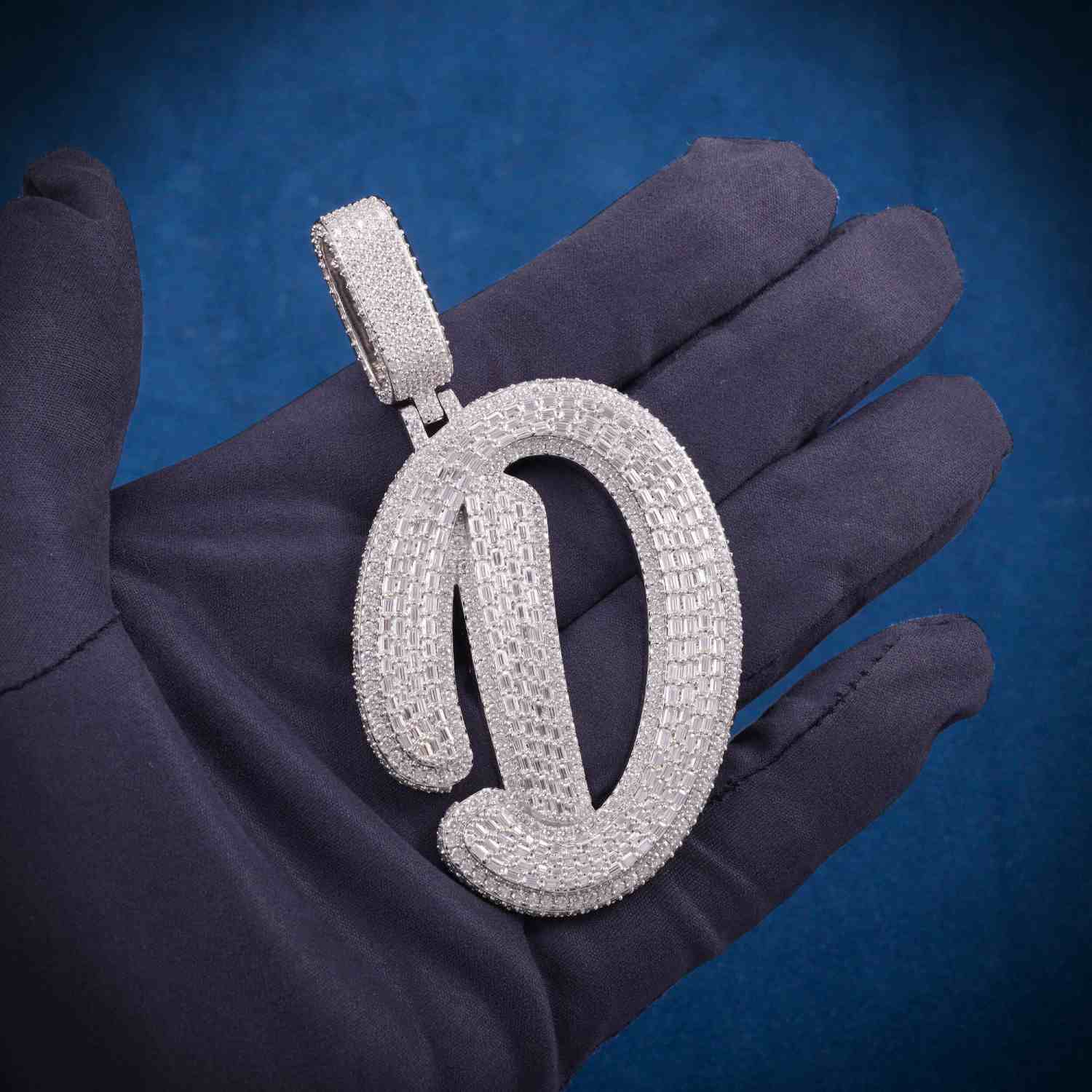 "D" Custom Moissanite Pendant 14K Gold - Image 4