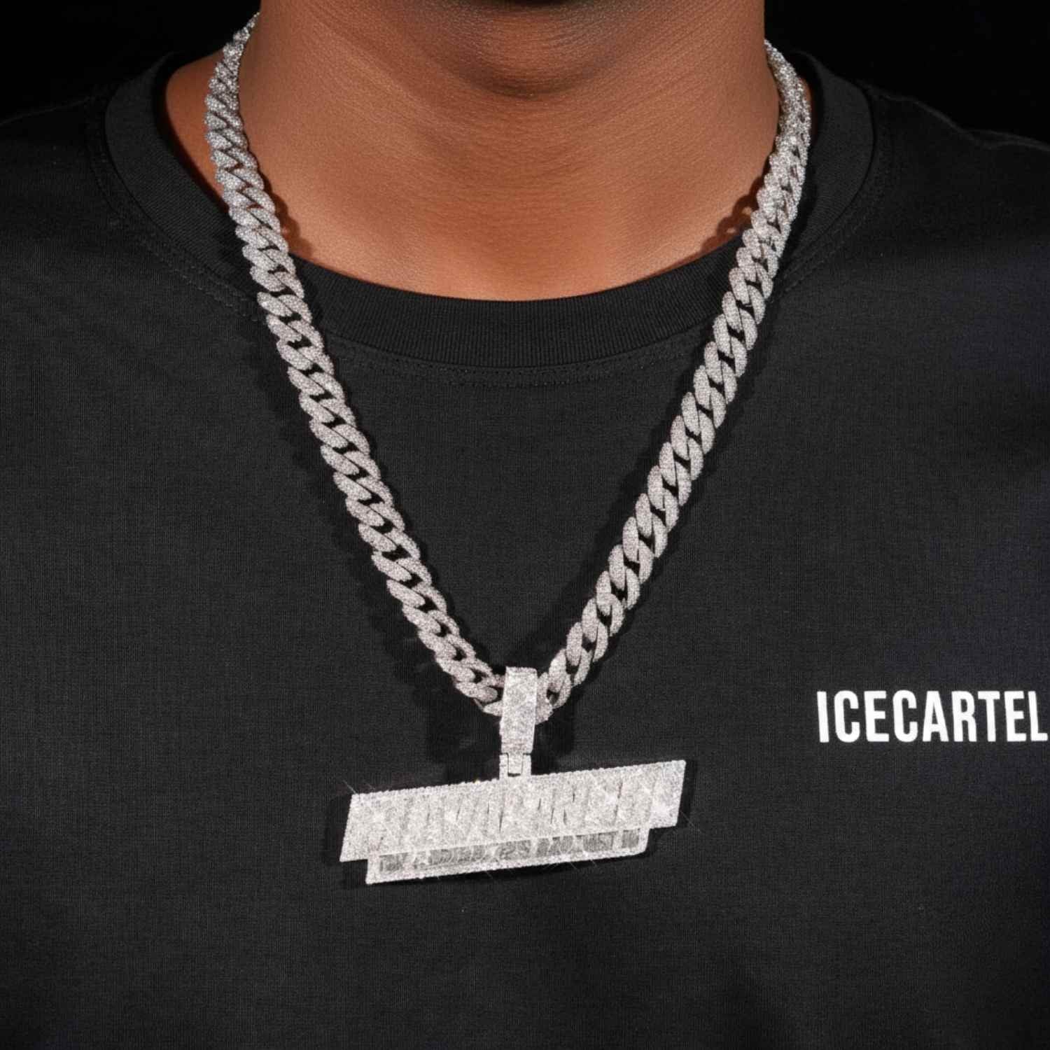 "DJ AVAIANCHE" Custom Moissanite Name Pendant 14K Gold - Image 2