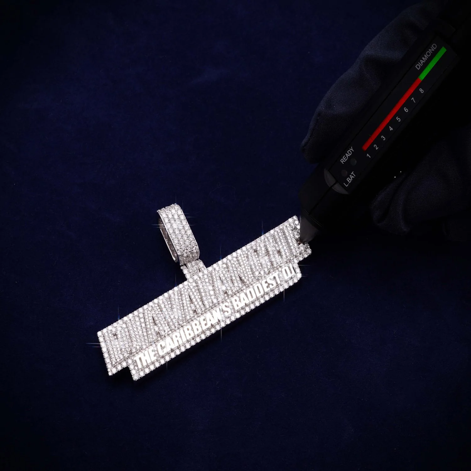 "DJ AVAIANCHE" Custom Moissanite Name Pendant 14K Gold - Image 4