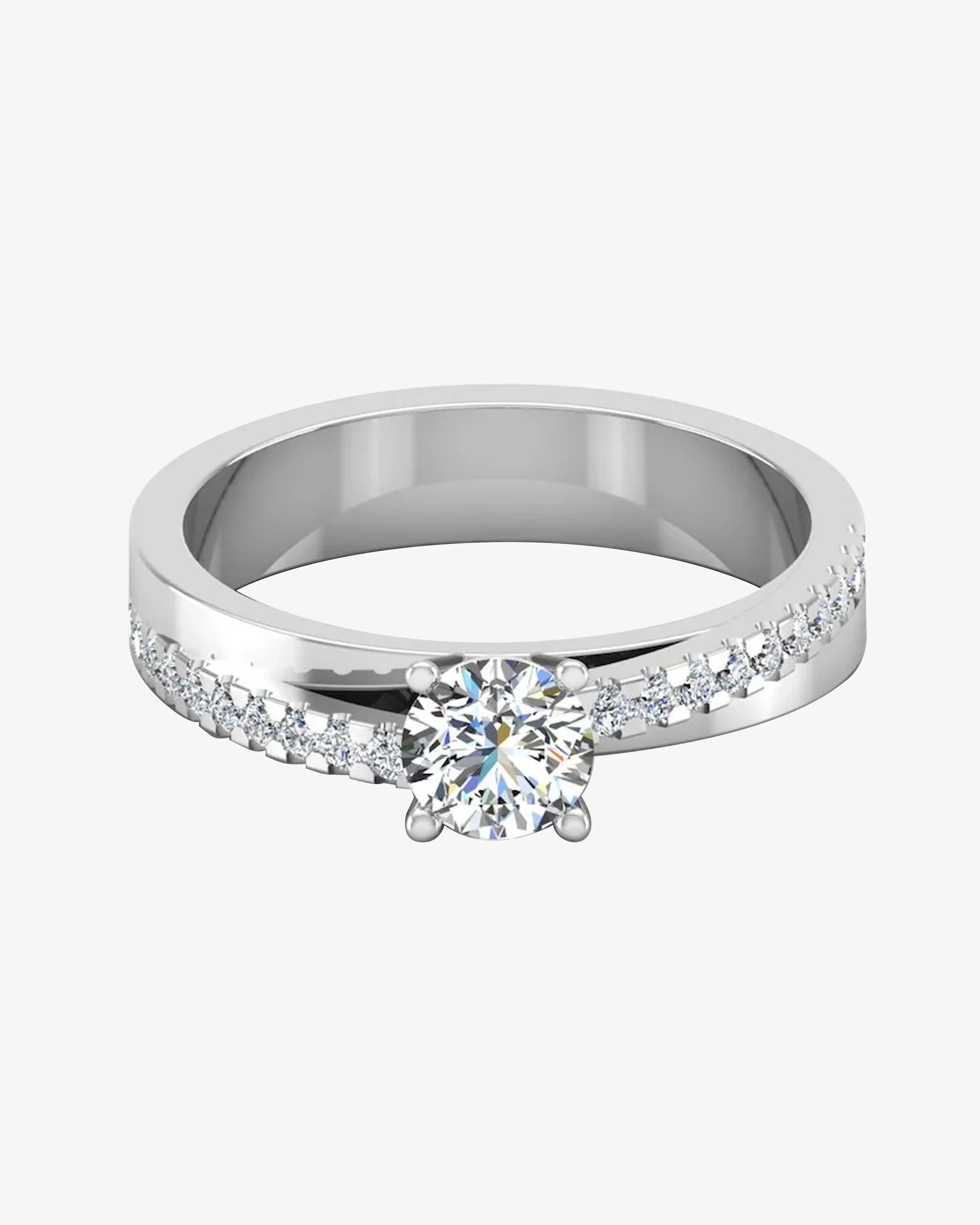Double Layer Brilliant Cut Moissanite Engagement Ring - Image 2