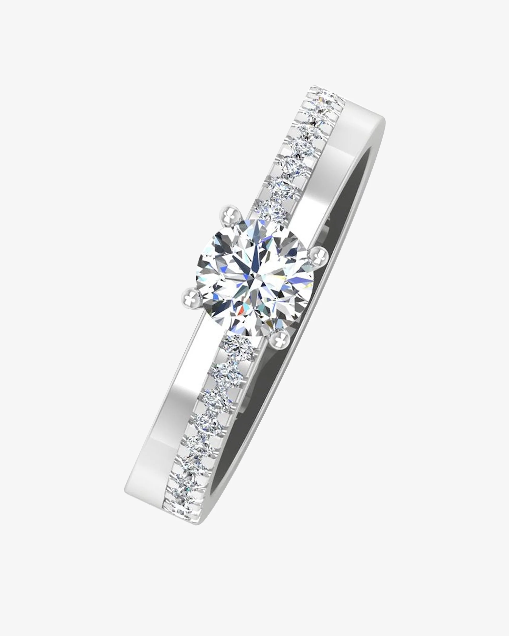 Double Layer Brilliant Cut Moissanite Engagement Ring - Image 4