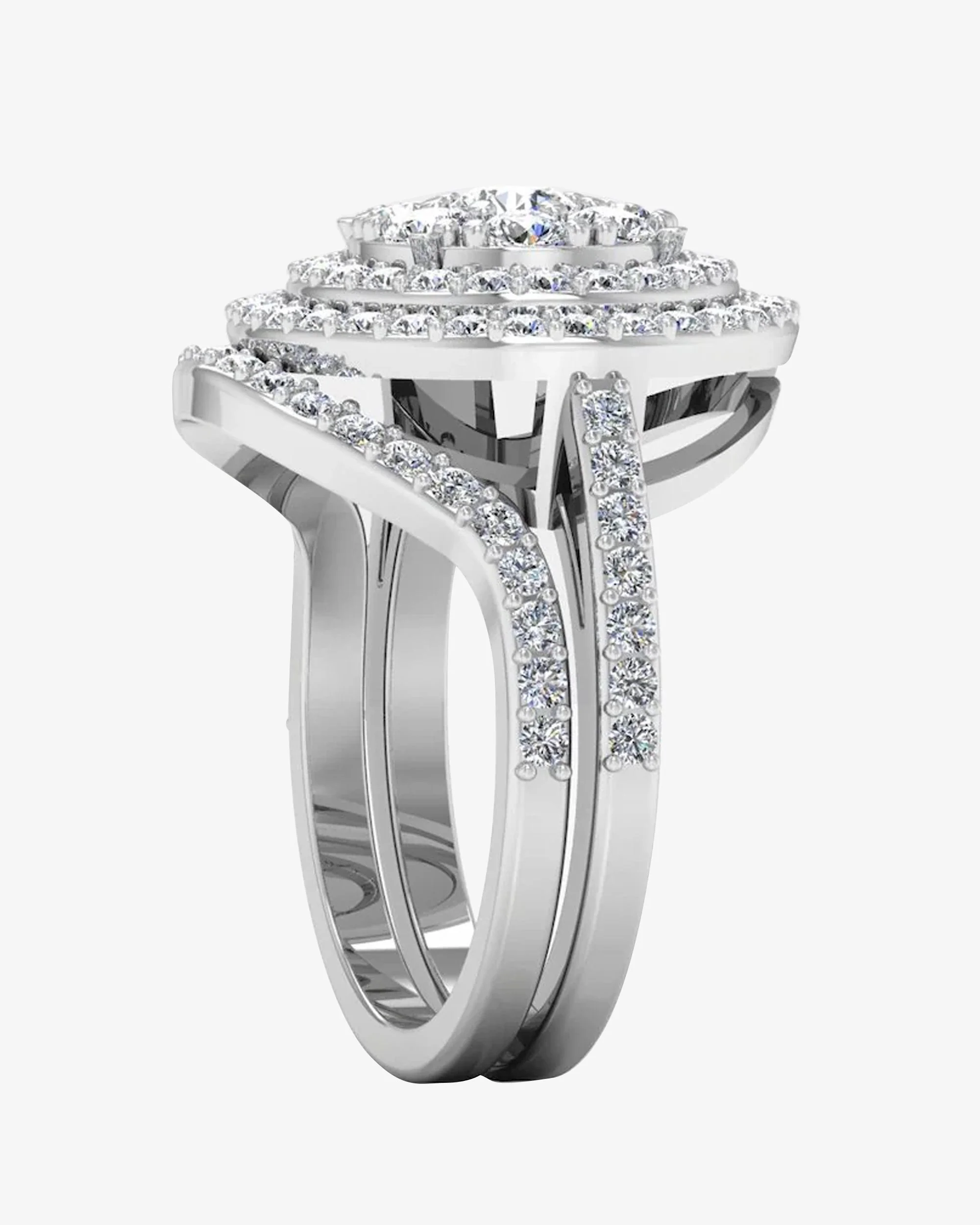 Dual Split Shank Moissanite Dome Engagement Ring - Image 5