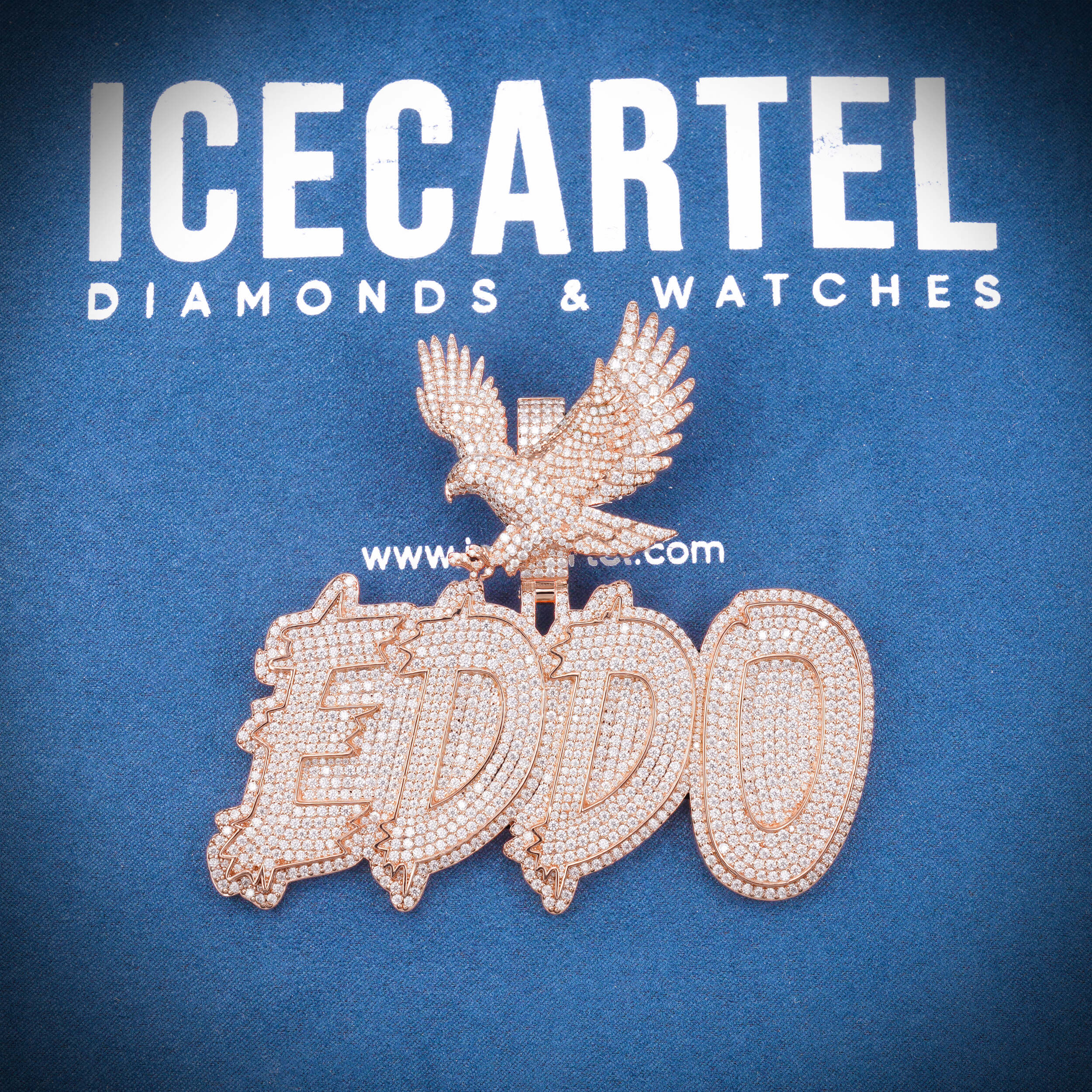 "EDDO" Custom Moissanite Pendant 14K Rose Gold - Image 4