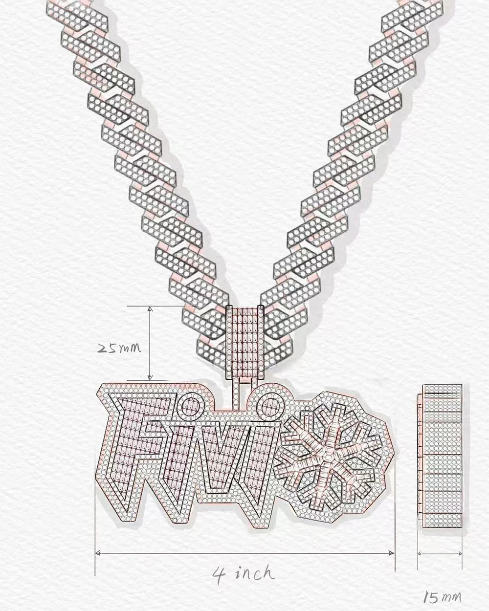 "FIVIO FOREIGN" Custom Diamond Pendant 14K Gold - Image 5