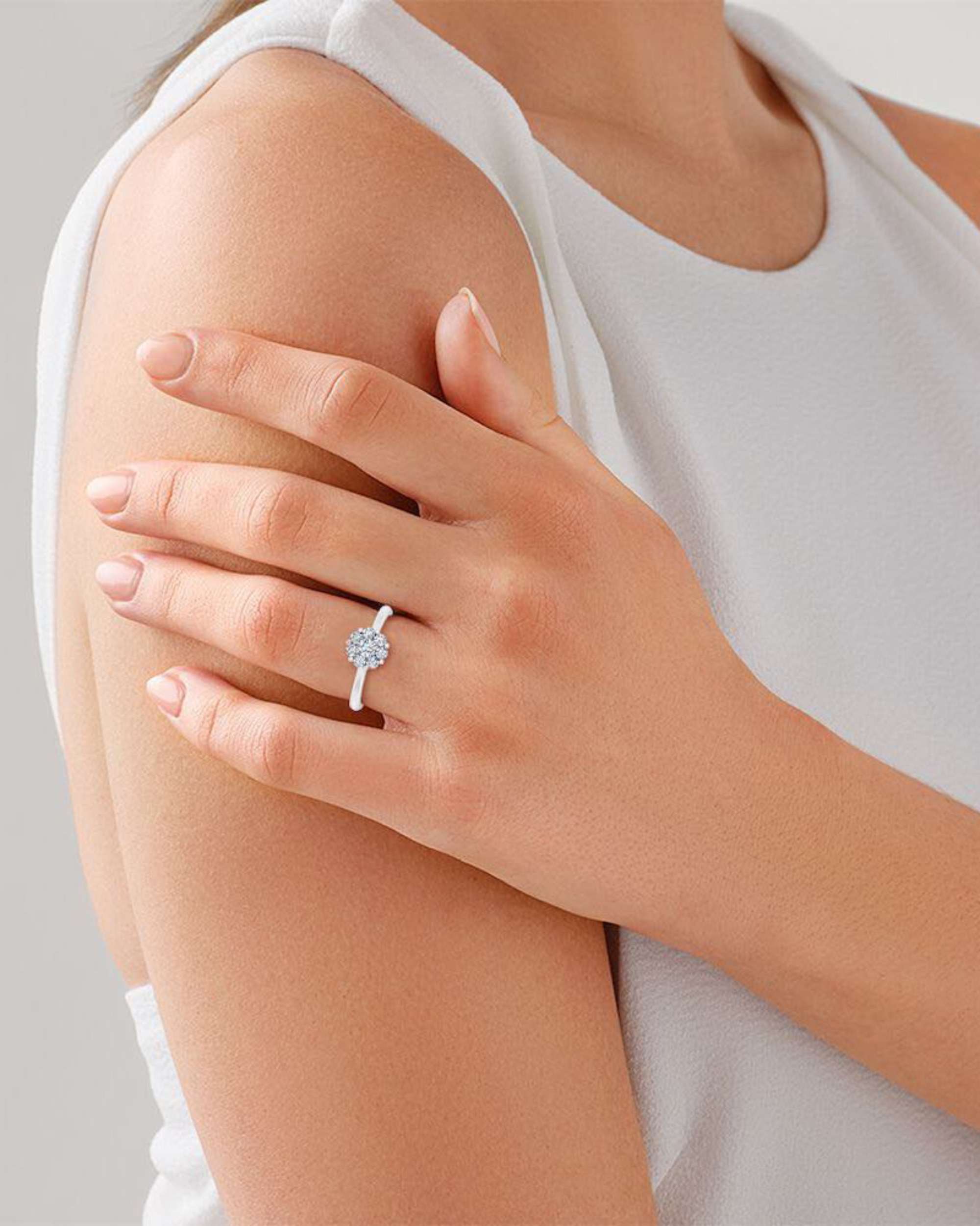 Flower Cluster Moissanite Engagement Ring - Image 8