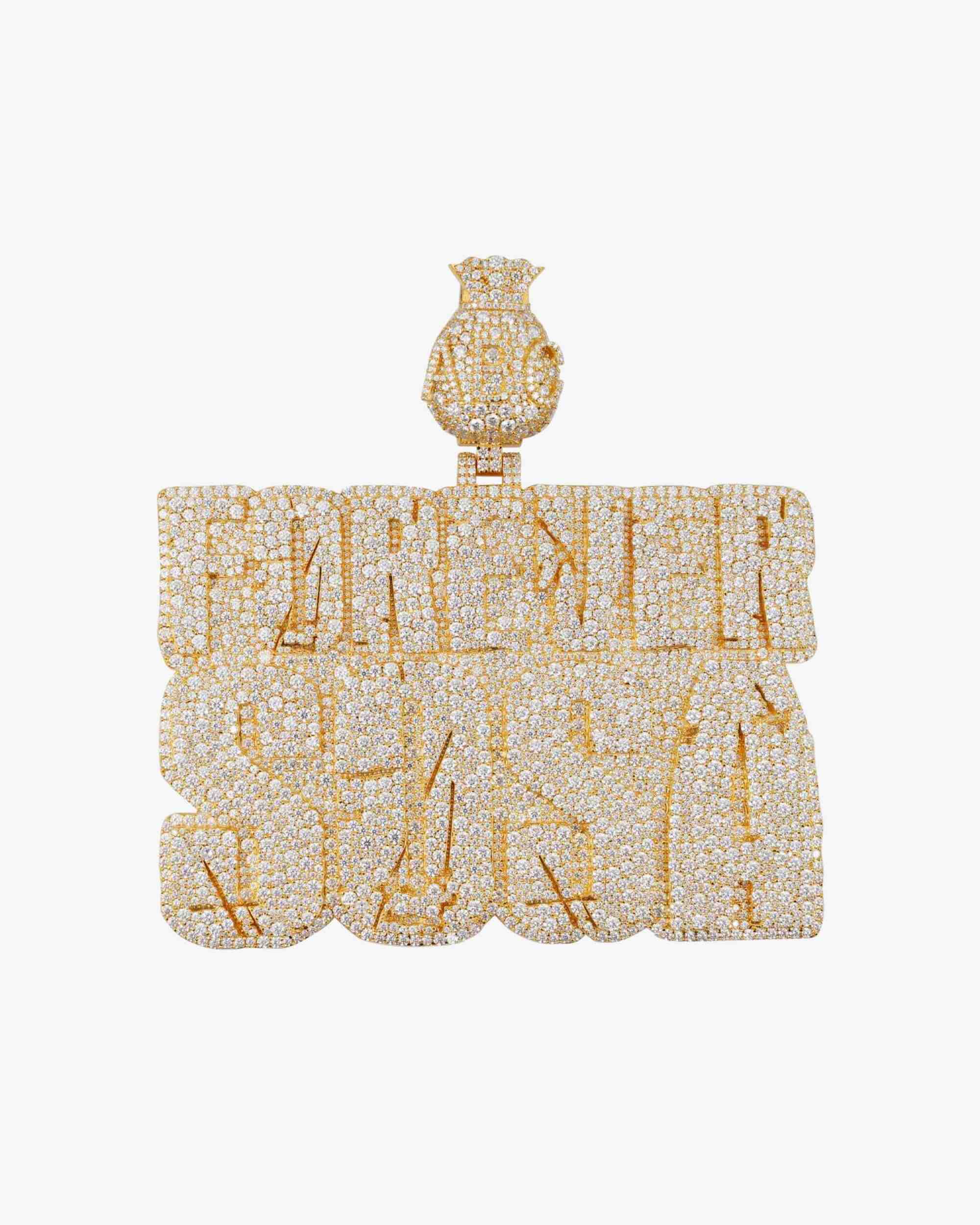 "FOREVER SOSA" Custom Moissanite Name Pendant 14K Gold