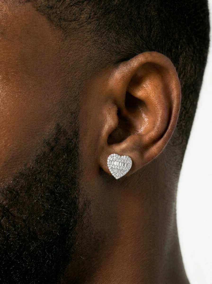 Giant Heart Moissanite Earrings 14K Gold - Image 3