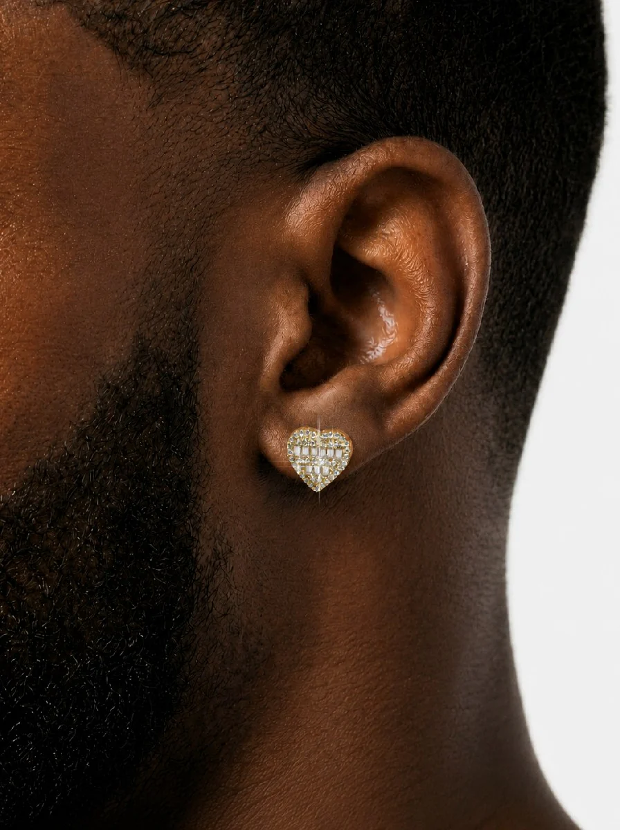Giant Heart Moissanite Earrings 14K Gold - Image 4