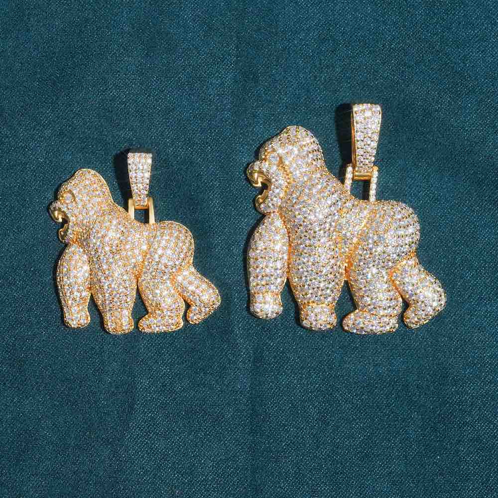 Moissanite Gorilla Pendant 14K Gold - Image 14